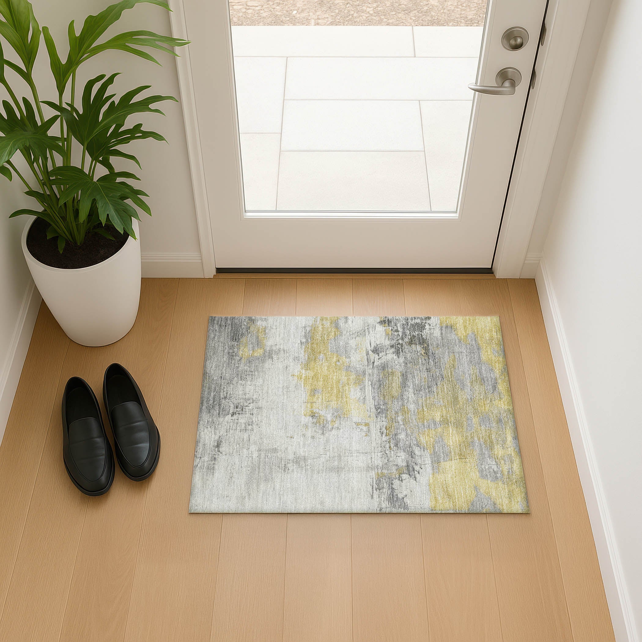 Bern Machine Washable Transitional Gold Rug 1'8" x 2'6" #shape_Rectangle