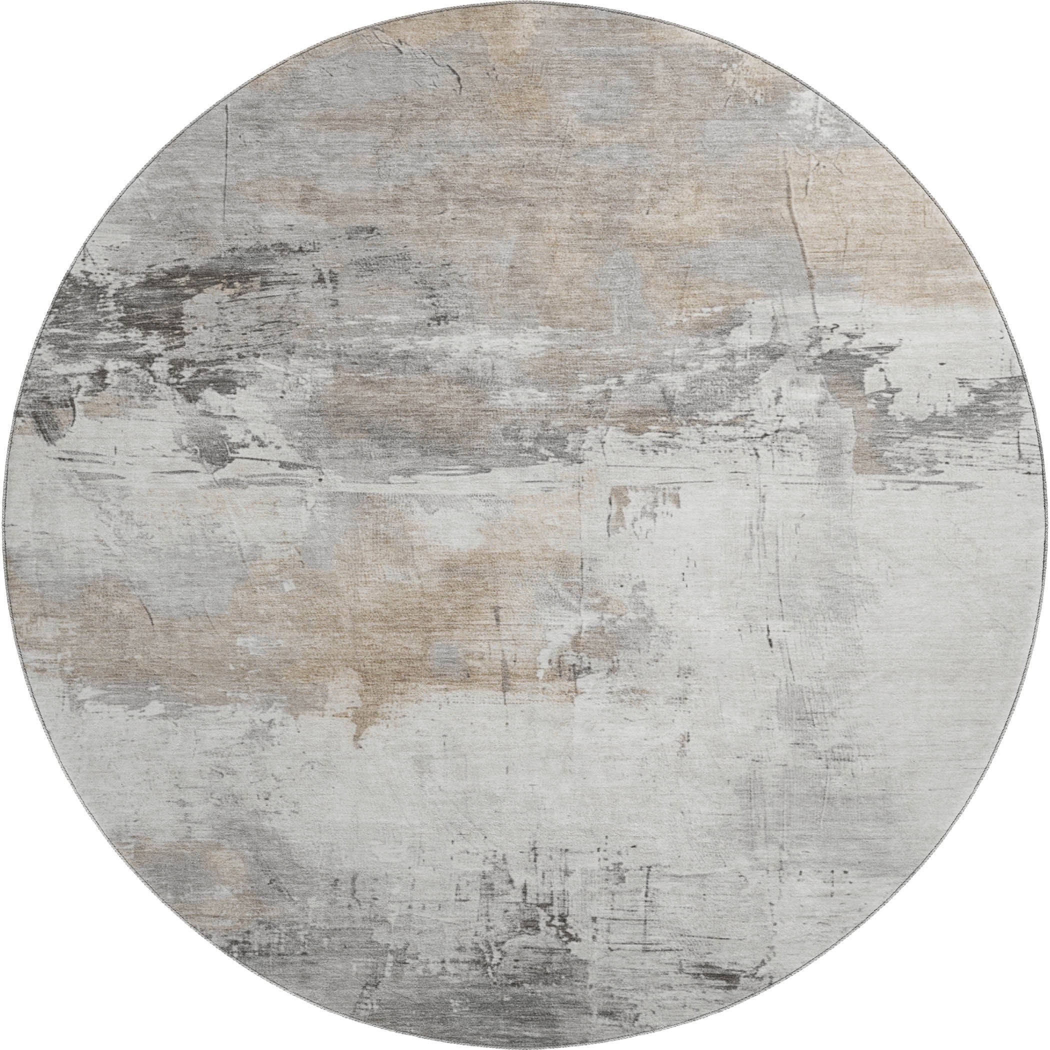 Bern Machine Washable Transitional Ivory Rug 8' x 8' #shape_Round
