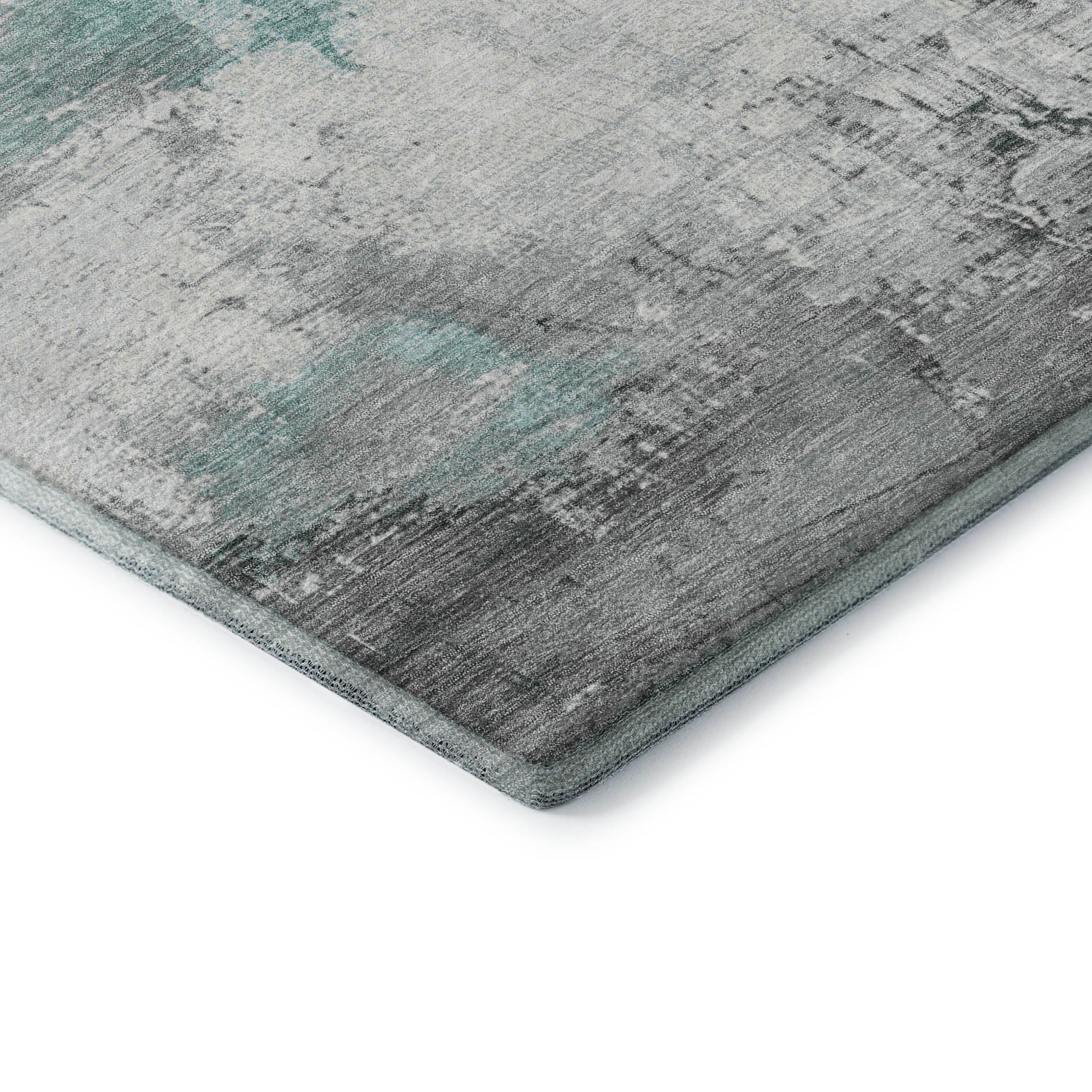 Bern Machine Washable Transitional Teal Rug 1'8" x 2'6" #shape_Rectangle