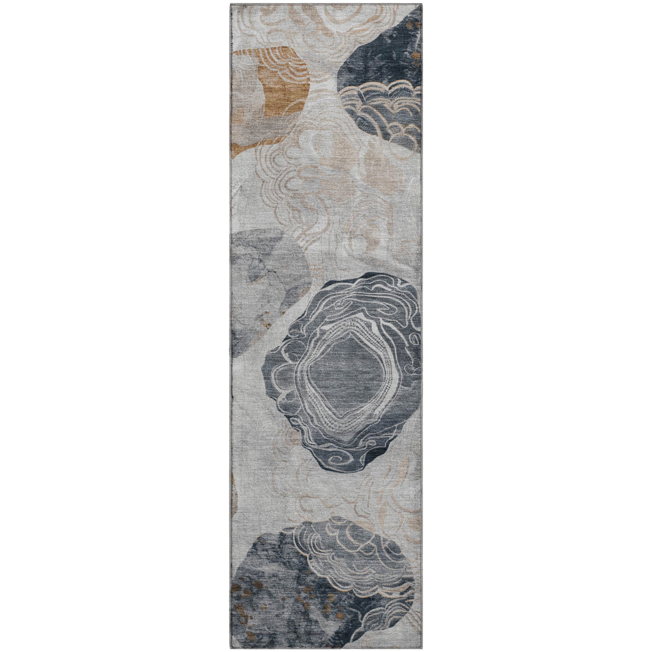 Baku Machine Washable Transitional Gray Rug 2'3" x 7'6" #shape_Runner
