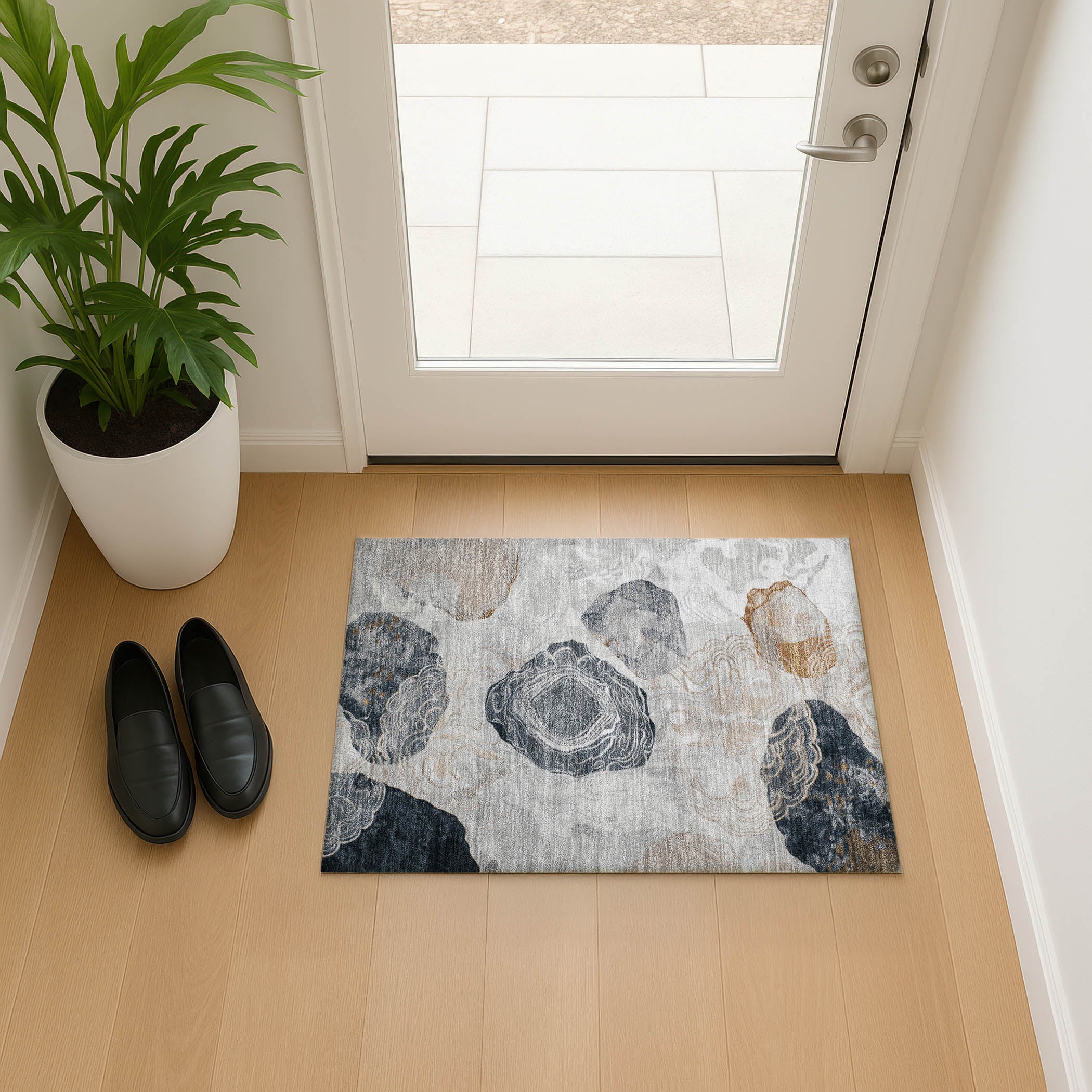Baku Machine Washable Transitional Gray Rug 1'8" x 2'6" #shape_Rectangle