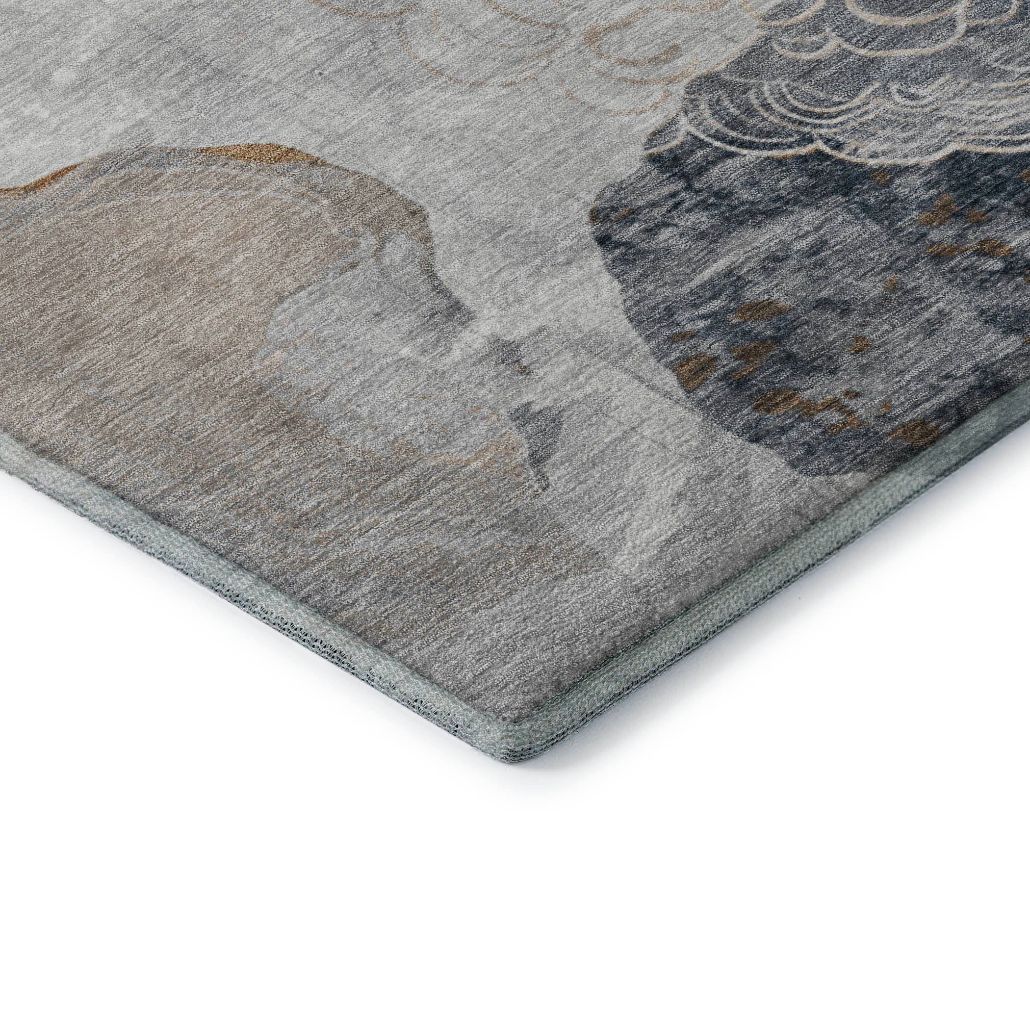 Baku Machine Washable Transitional Gray Rug 1'8" x 2'6" #shape_Rectangle