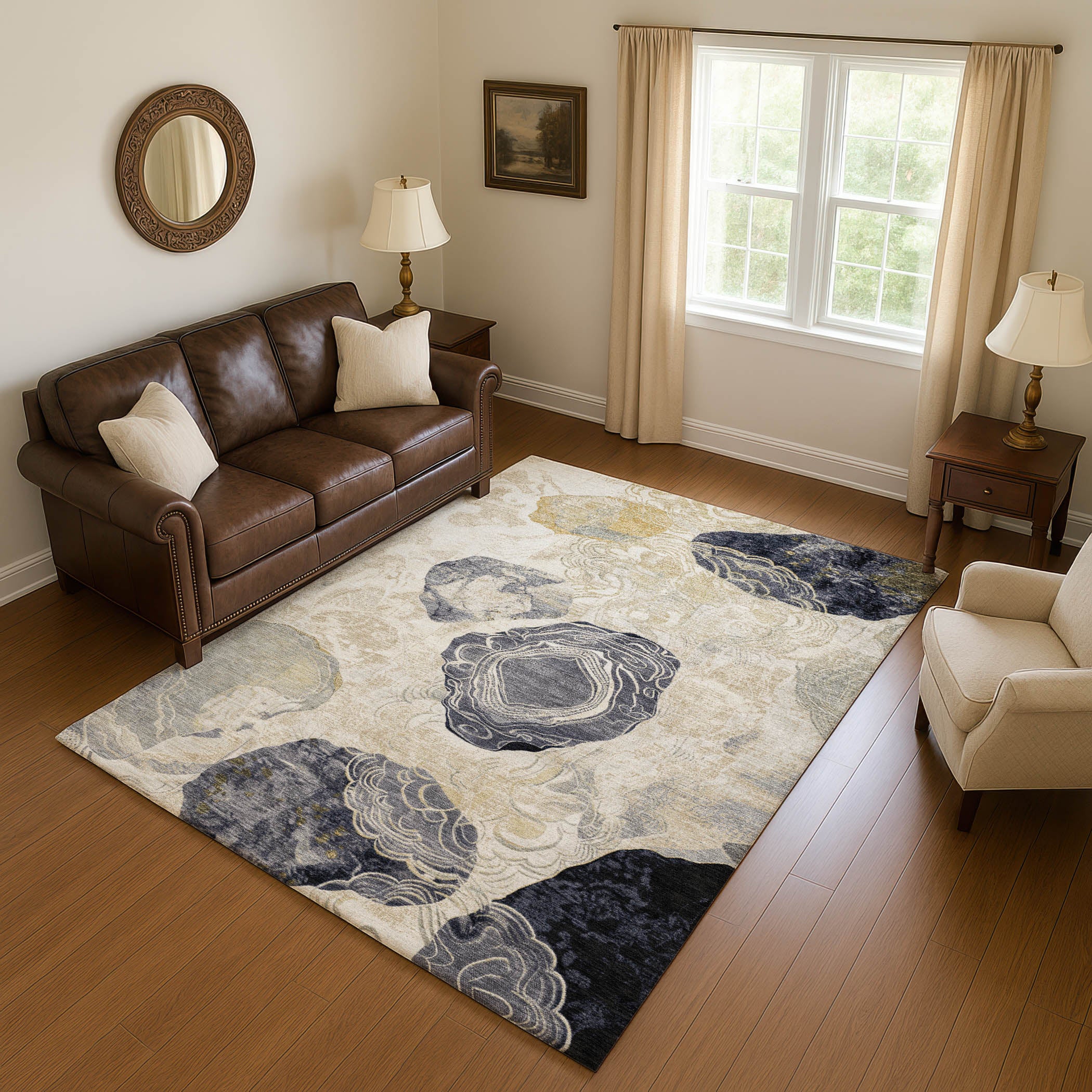 Baku Machine Washable Transitional Ivory Rug 2'6" x 3'10" #shape_Rectangle