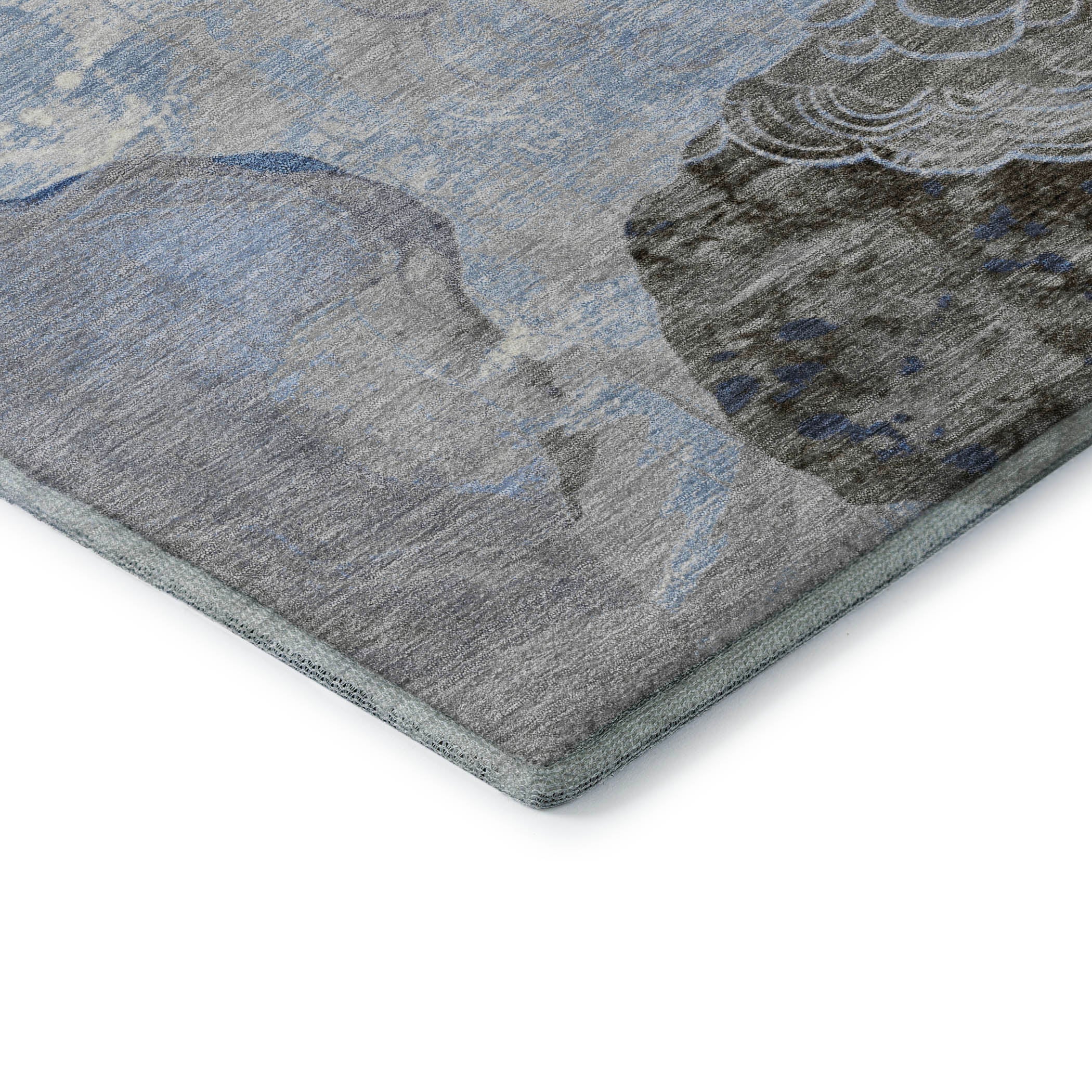 Baku Machine Washable Transitional Sky Blue Rug 1'8" x 2'6" #shape_Rectangle