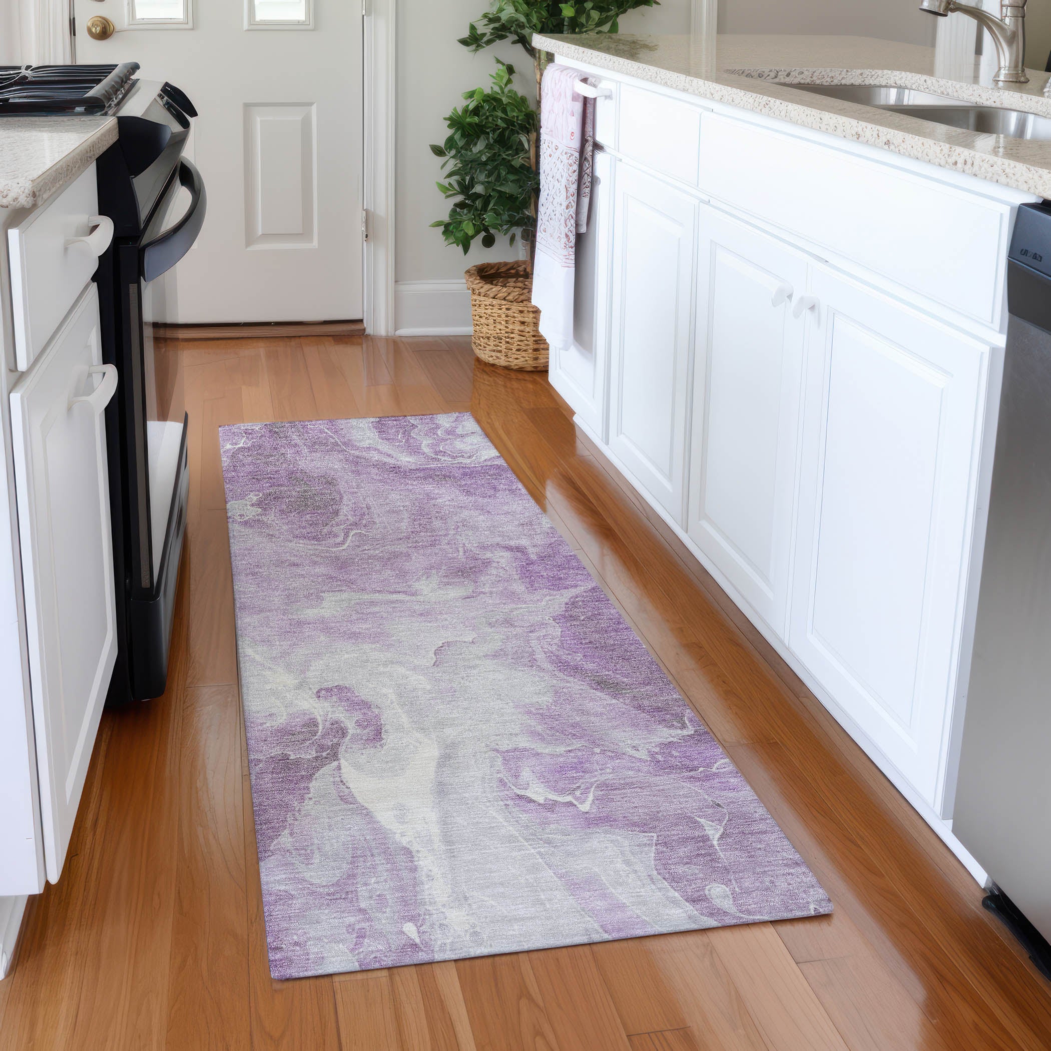 Chiang Mai Machine Washable Transitional Lavender Purple Rug 2'3" x 7'6" #shape_Runner