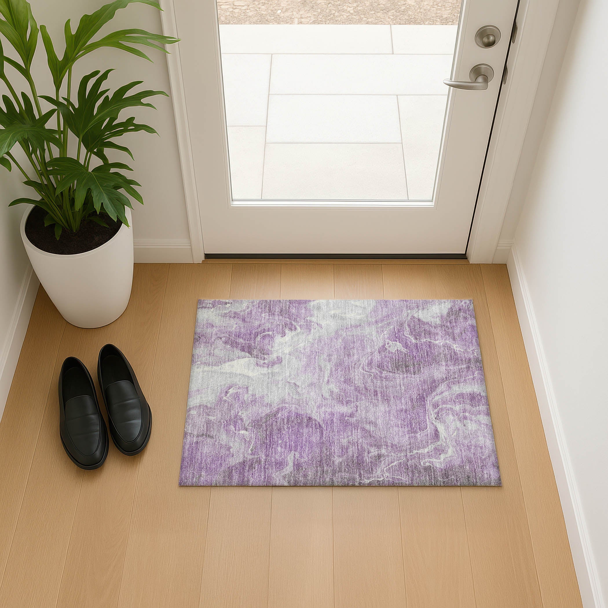 Chiang Mai Machine Washable Transitional Lavender Purple Rug 1'8" x 2'6" #shape_Rectangle