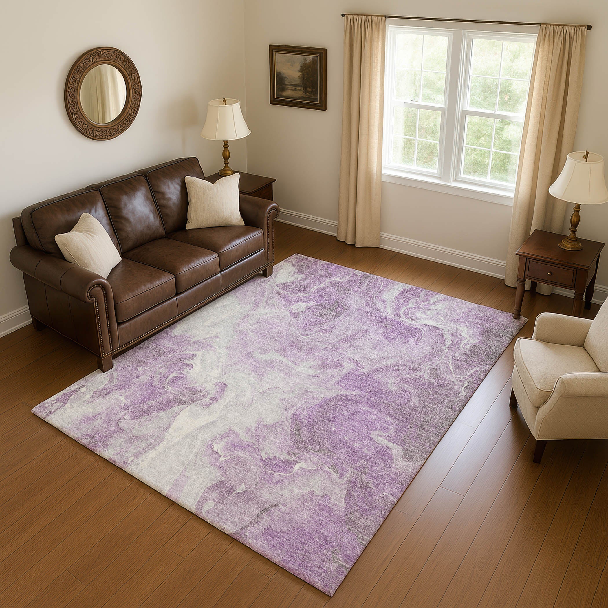 Chiang Mai Machine Washable Transitional Lavender Purple Rug 2'6" x 3'10" #shape_Rectangle