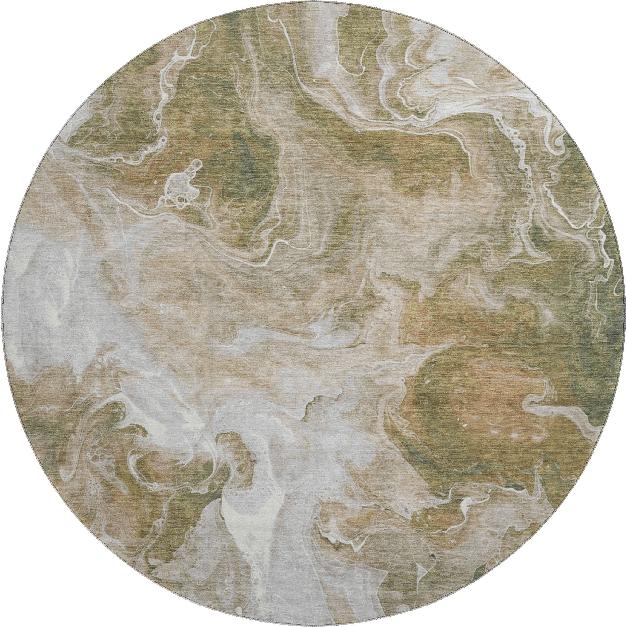 Chiang Mai Machine Washable Transitional Mocha Brown Rug 8' x 8' #shape_Round