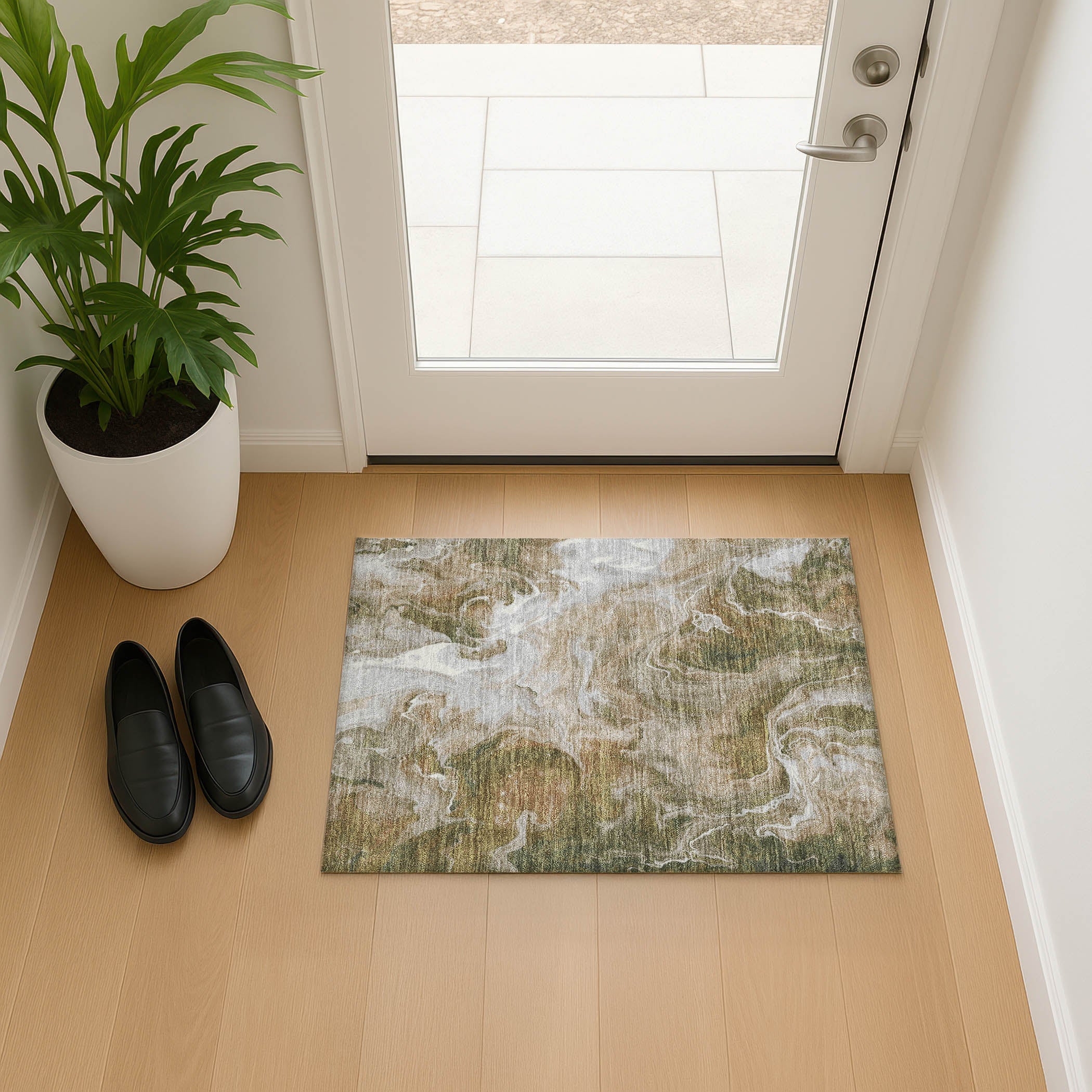Chiang Mai Machine Washable Transitional Mocha Brown Rug 1'8" x 2'6" #shape_Rectangle
