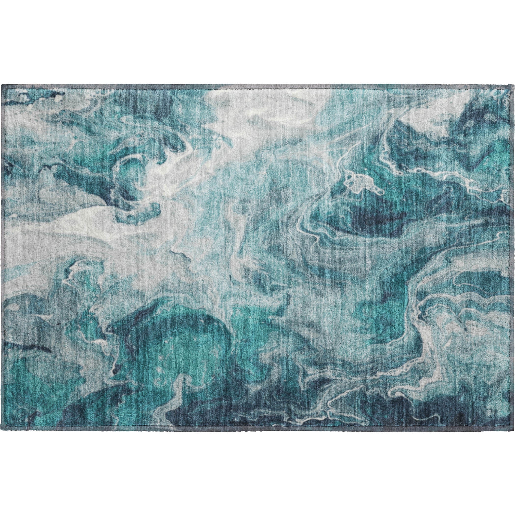 Chiang Mai Machine Washable Transitional Teal Rug 1'8" x 2'6" #shape_Rectangle