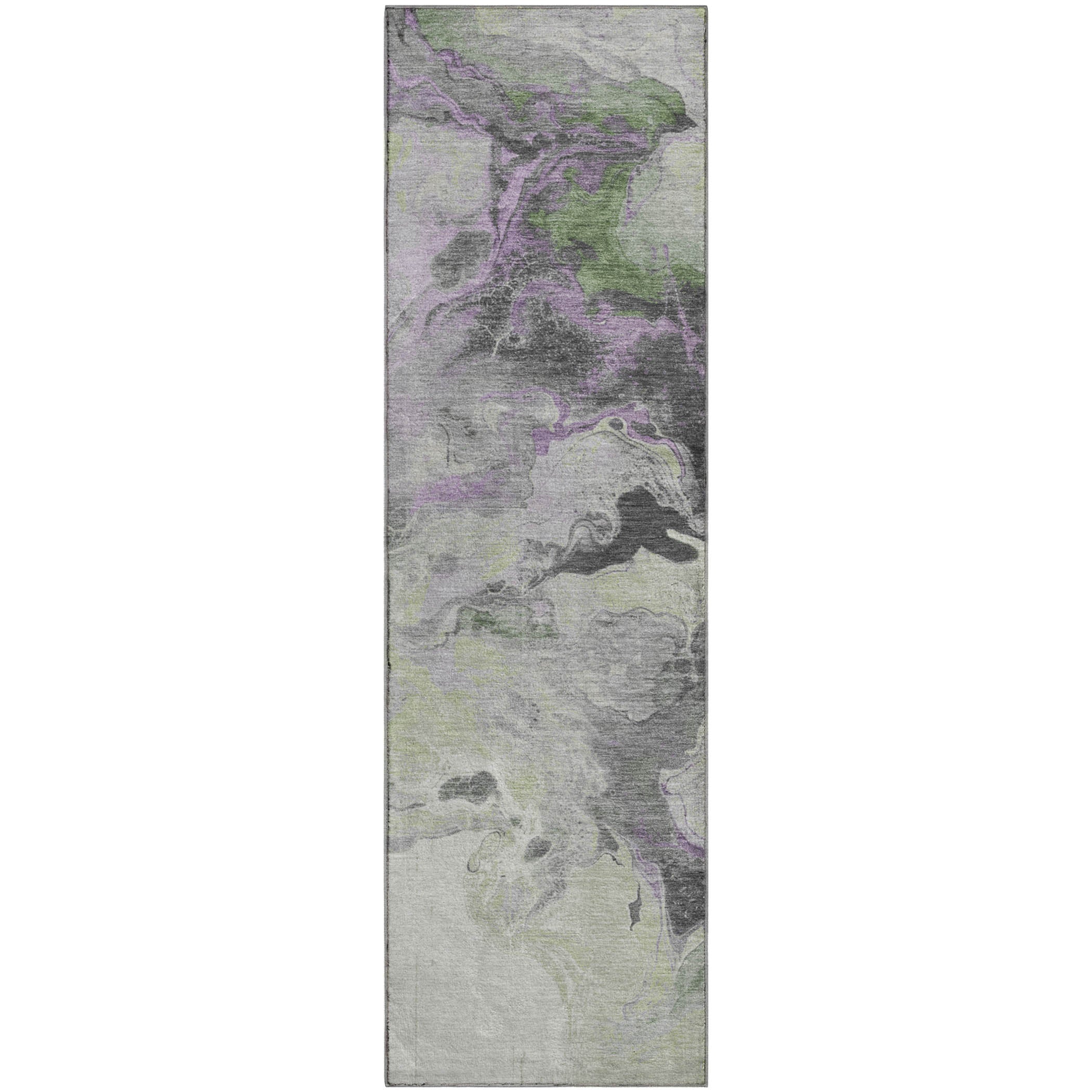 Split Machine Washable Transitional Aloe Green Rug 2'3" x 7'6" #shape_Runner