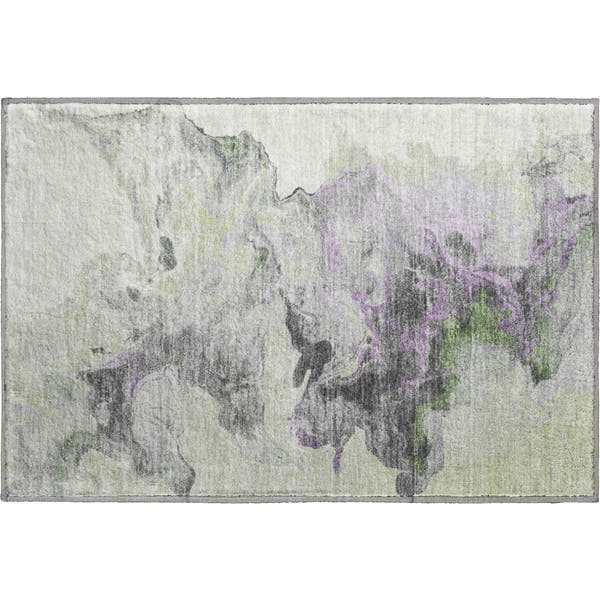 Split Machine Washable Transitional Aloe Green Rug 1'8" x 2'6"