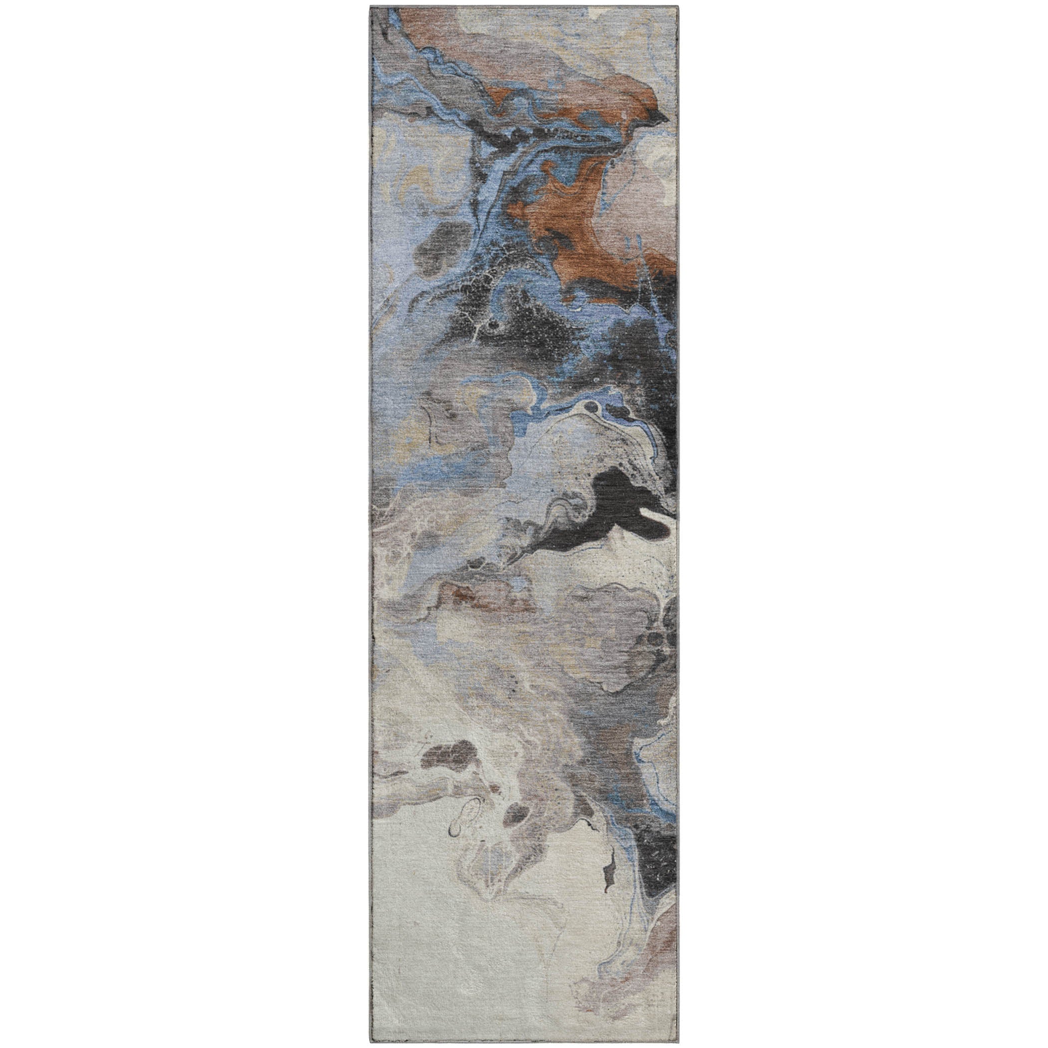 Split Machine Washable Transitional Beige Brown Rug 2'3" x 7'6" #shape_Runner