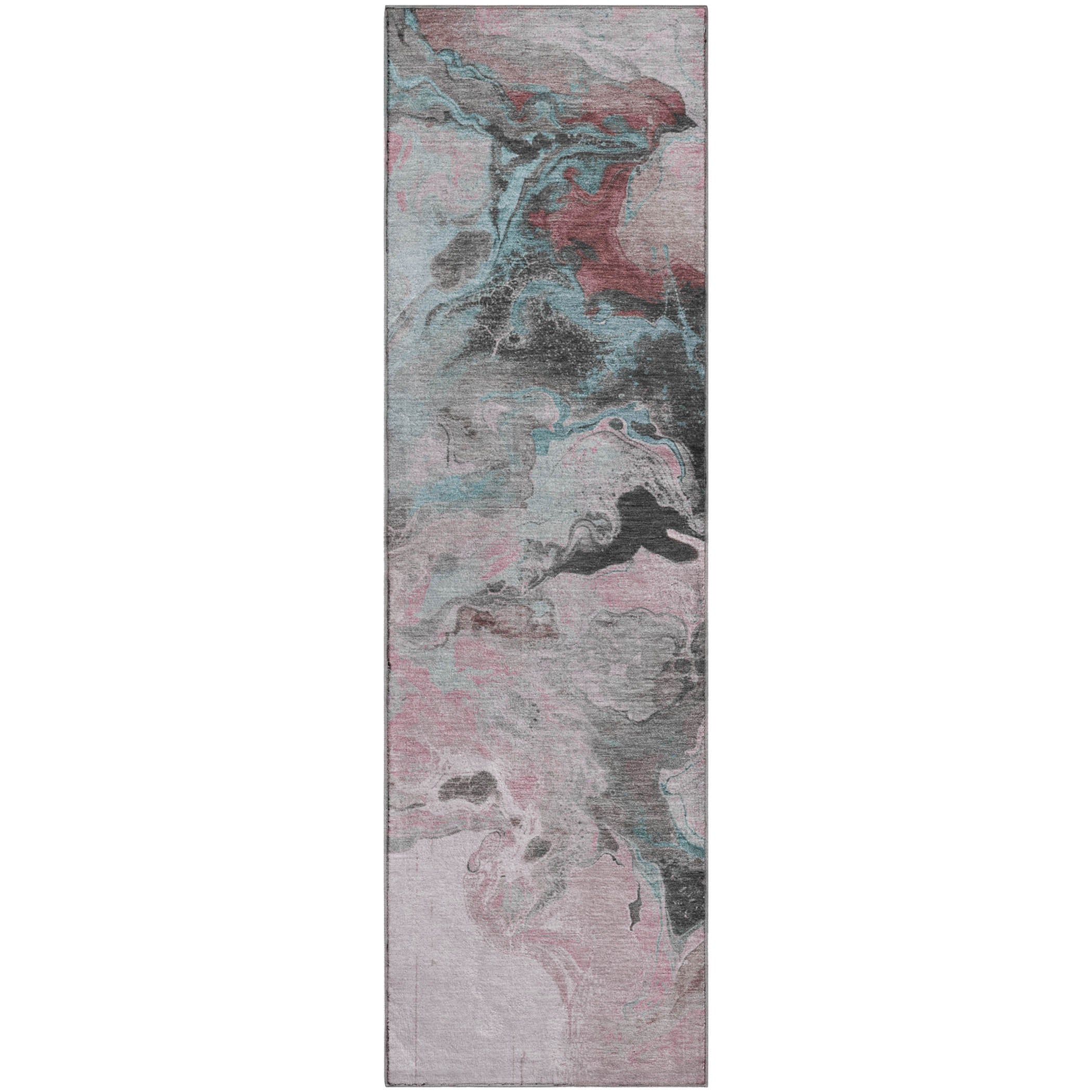 Split Machine Washable Transitional Pink Rug 2'3" x 7'6" #shape_Runner
