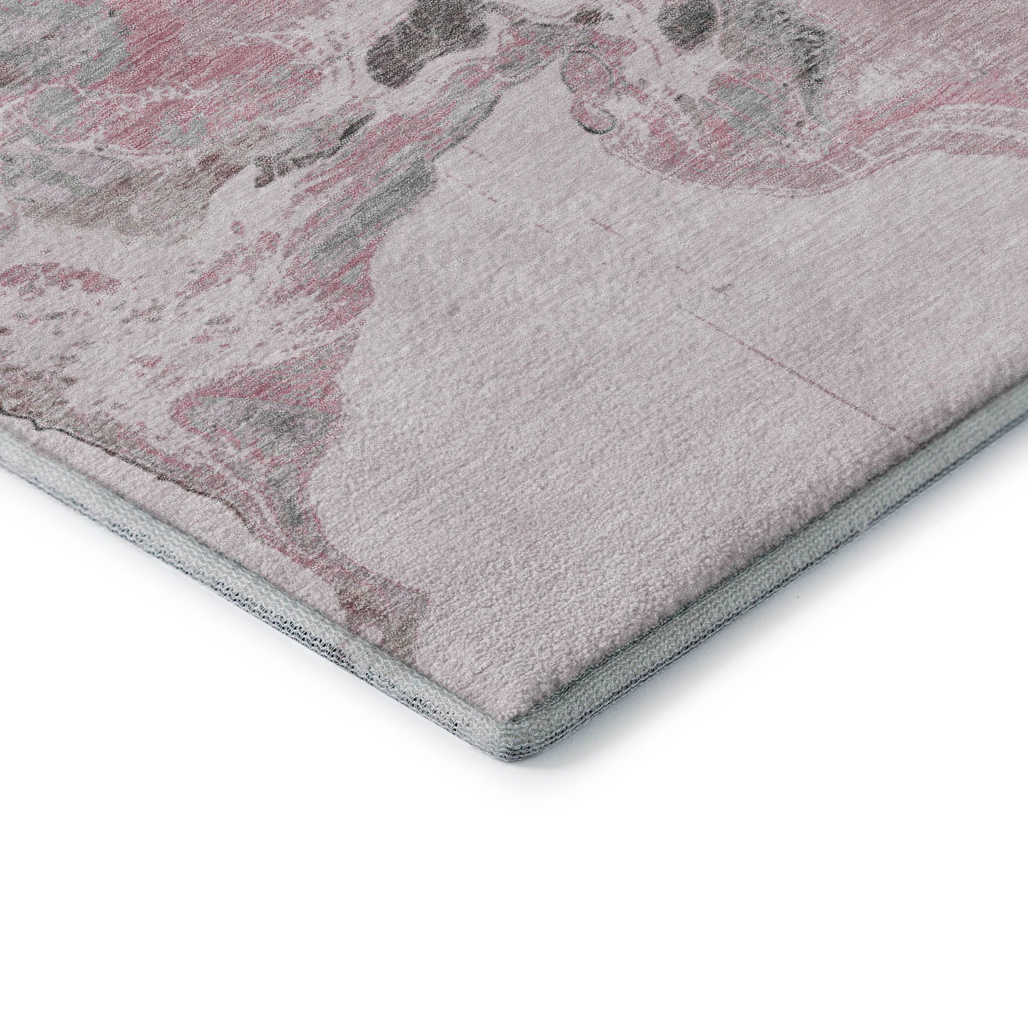 Split Machine Washable Transitional Pink Rug 1'8" x 2'6" #shape_Rectangle