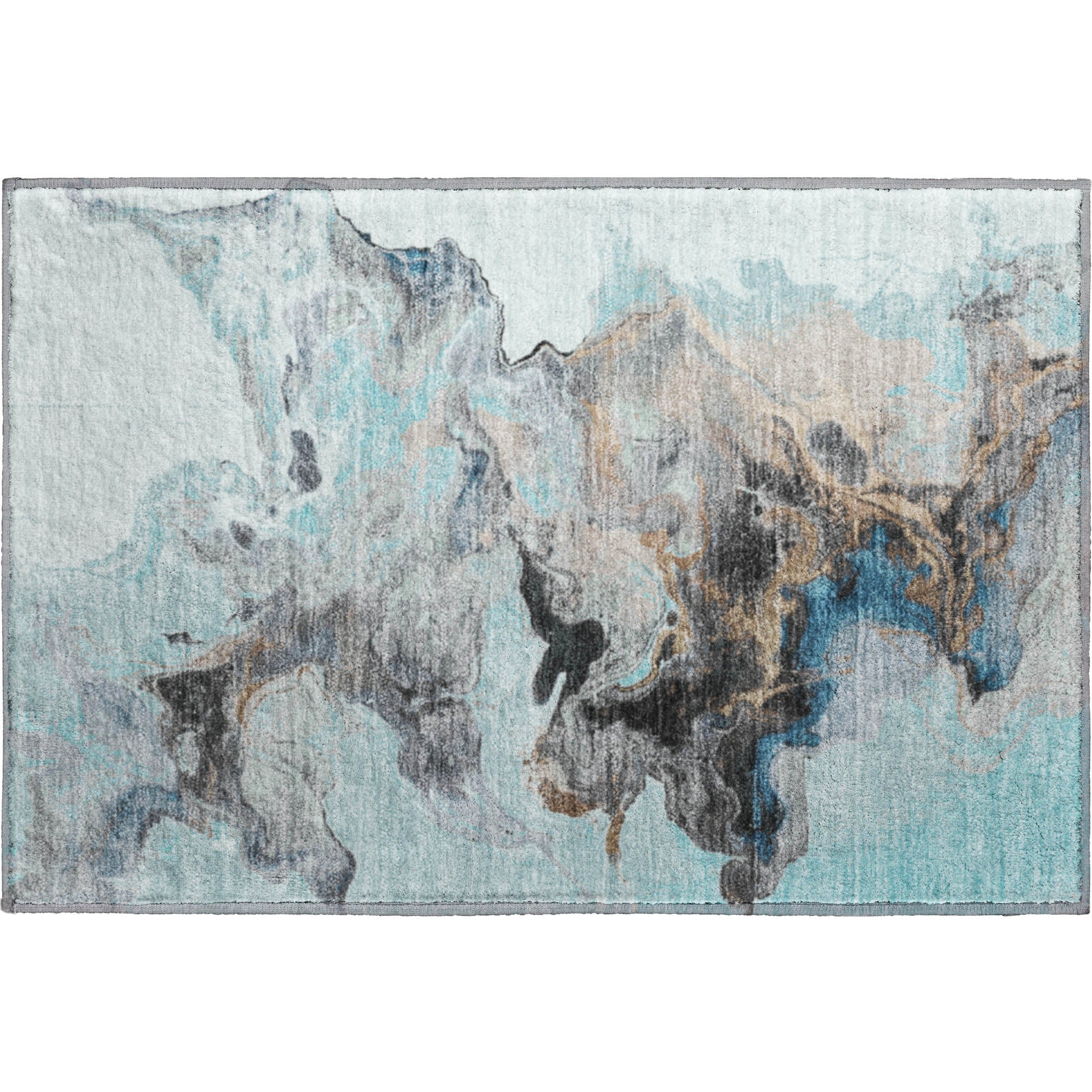 Split Machine Washable Transitional Teal Rug 1'8" x 2'6" #shape_Rectangle