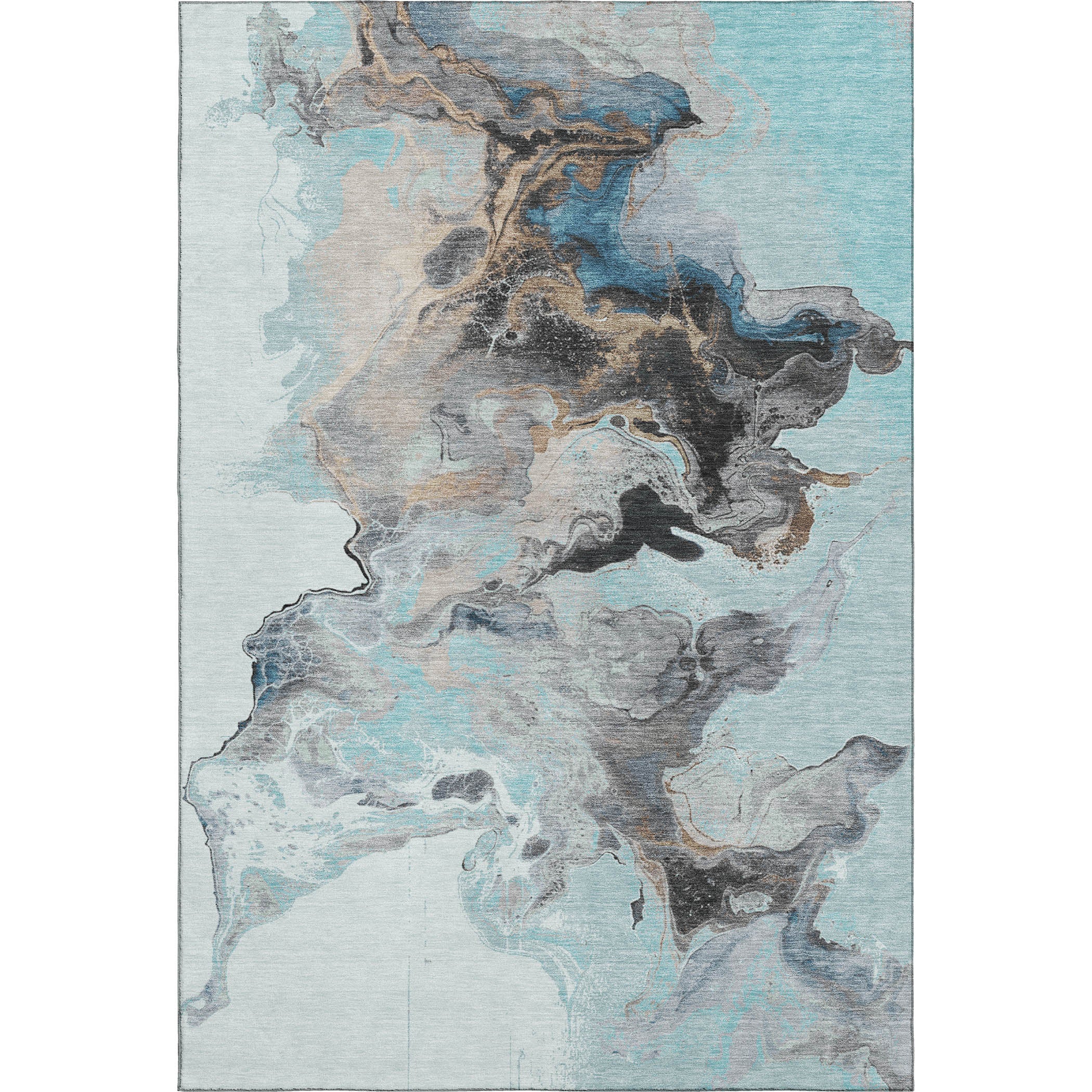 Split Machine Washable Transitional Teal Rug 2'6" x 3'10" #shape_Rectangle