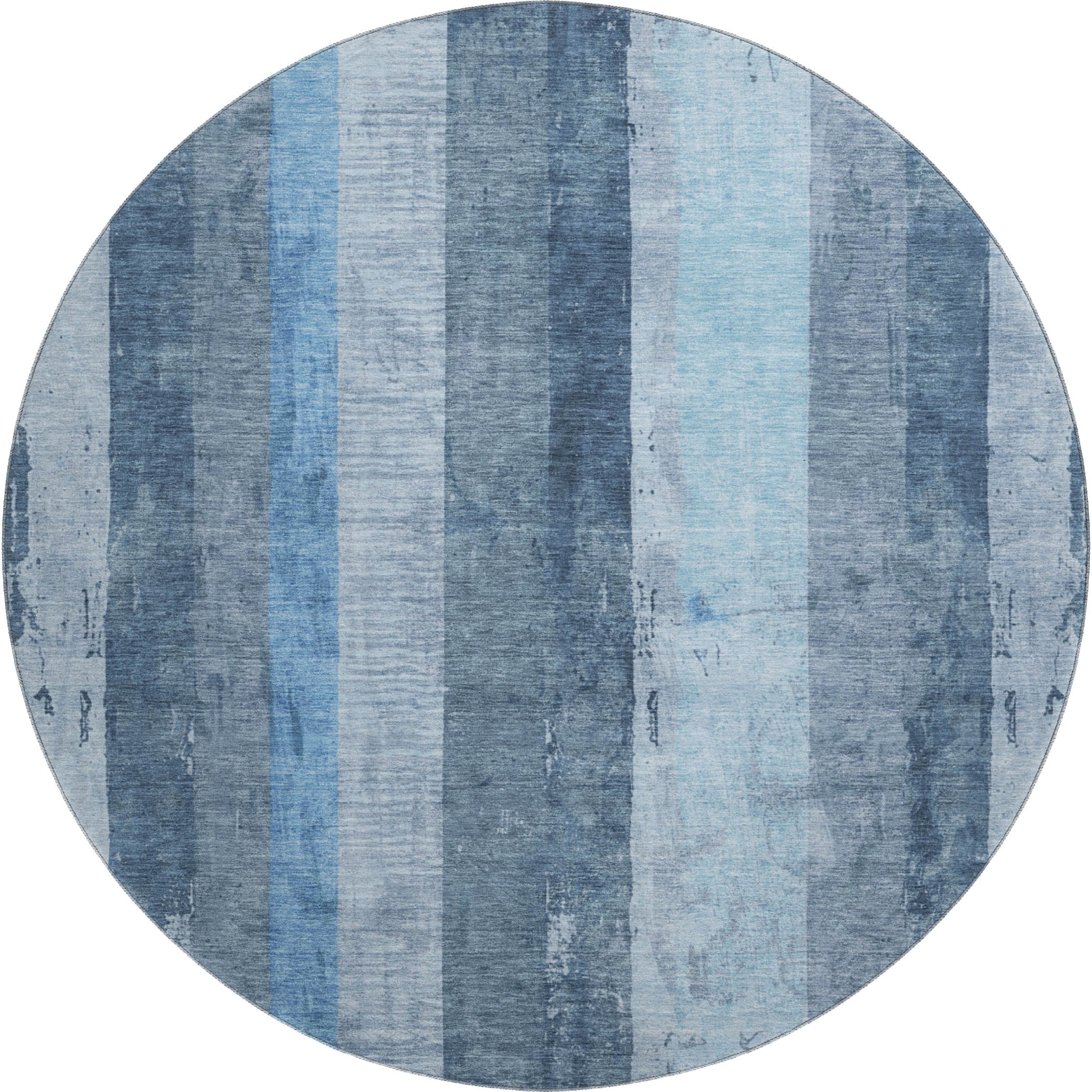 Antigua Machine Washable Transitional Blue Rug 8' x 8' #shape_Round