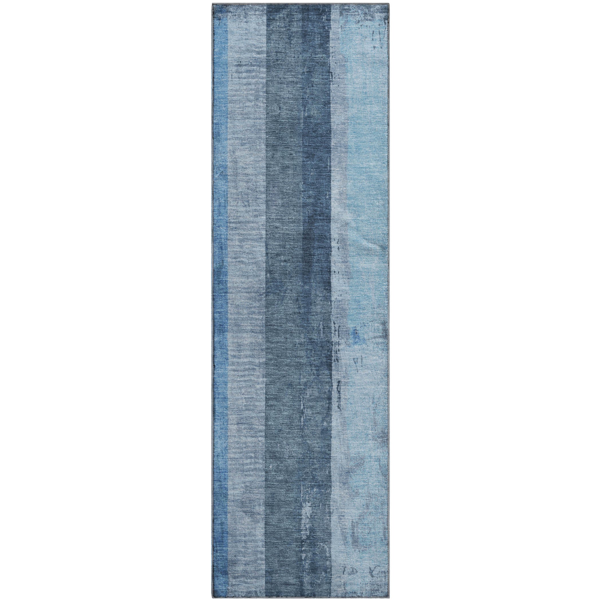 Antigua Machine Washable Transitional Blue Rug 2'3" x 7'6" #shape_Runner