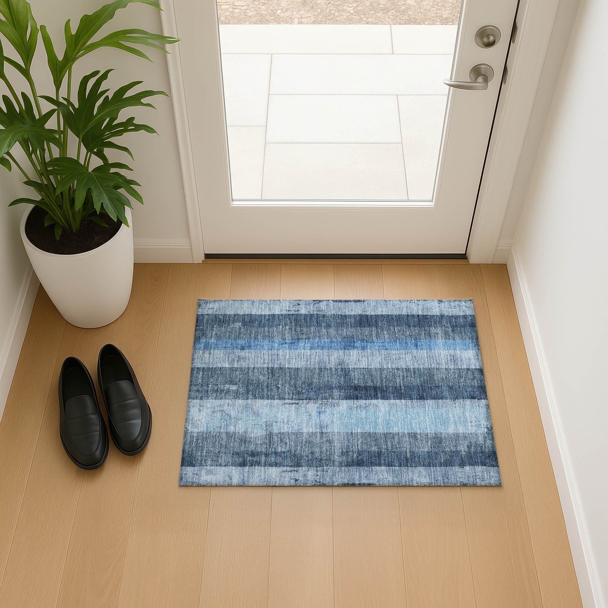 Antigua Machine Washable Transitional Blue Rug 1'8" x 2'6" #shape_Rectangle