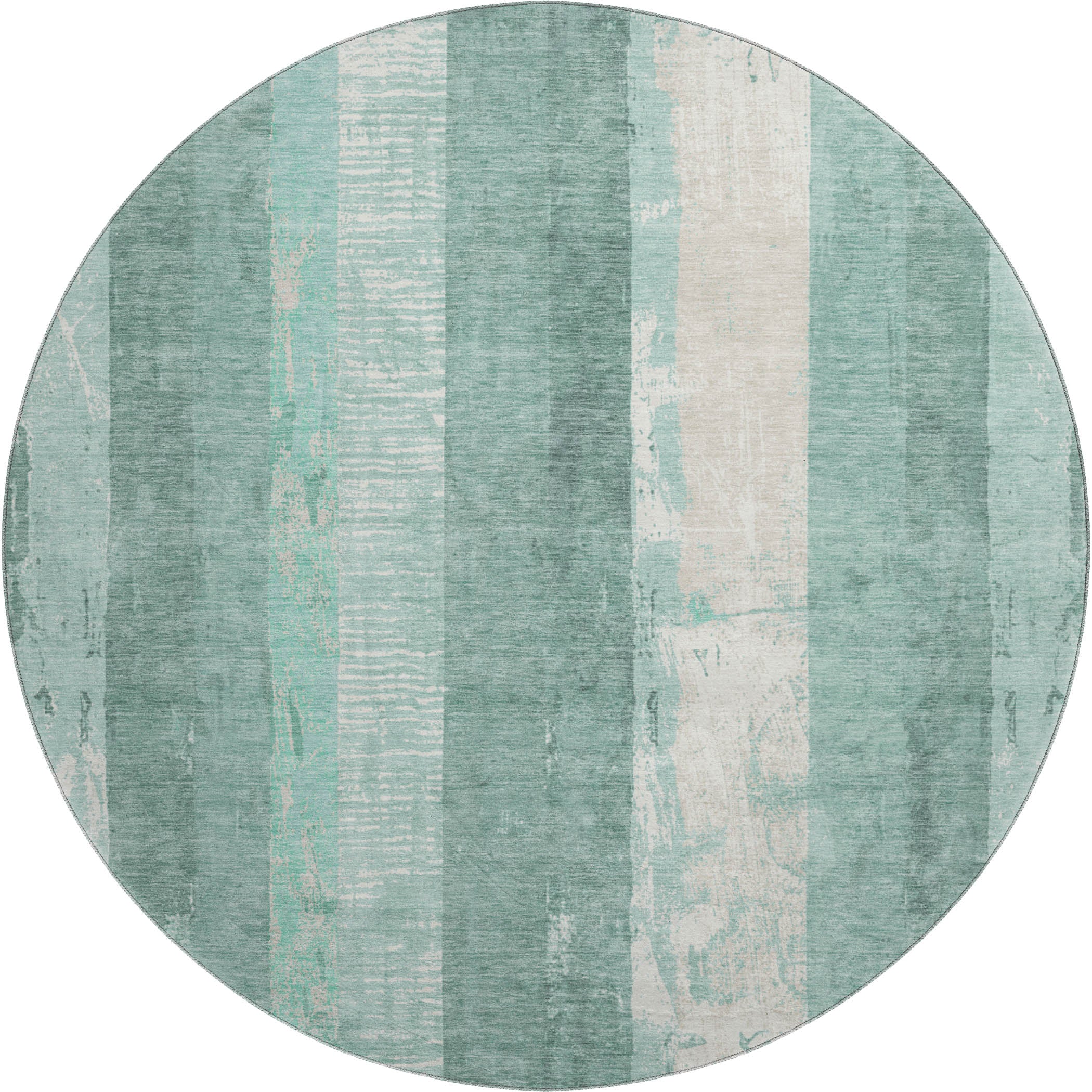 Antigua Machine Washable Transitional Seafoam Blue Rug 8' x 8' #shape_Round