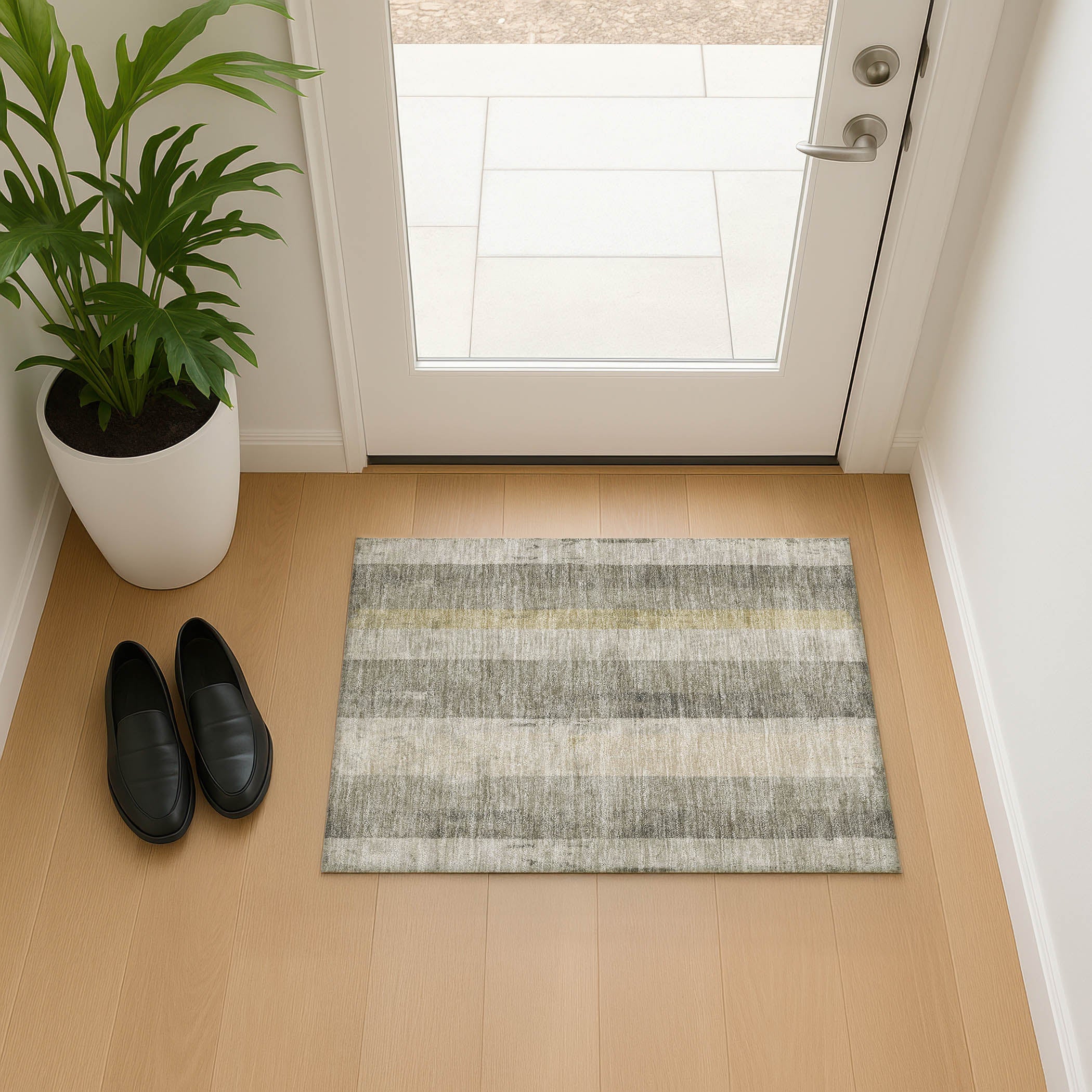 Antigua Machine Washable Transitional Taupe Brown Rug 1'8" x 2'6" #shape_Rectangle