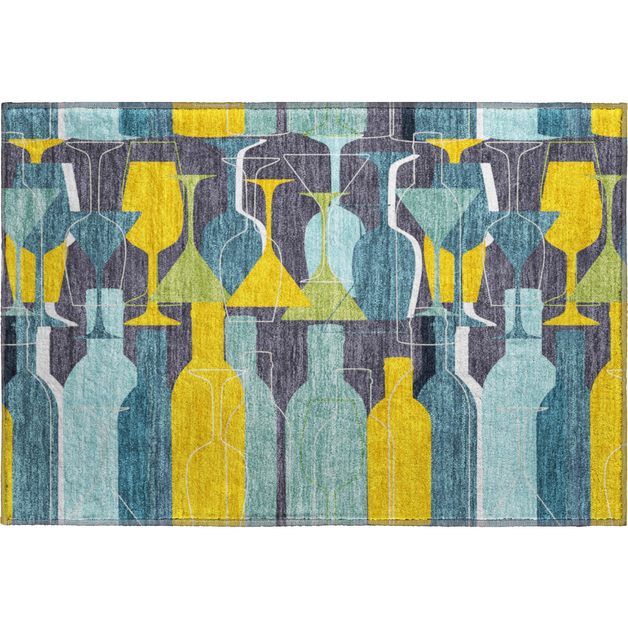 Lisbon Machine Washable Kitchen Blue Rug 1'8" x 2'6" #shape_Rectangle