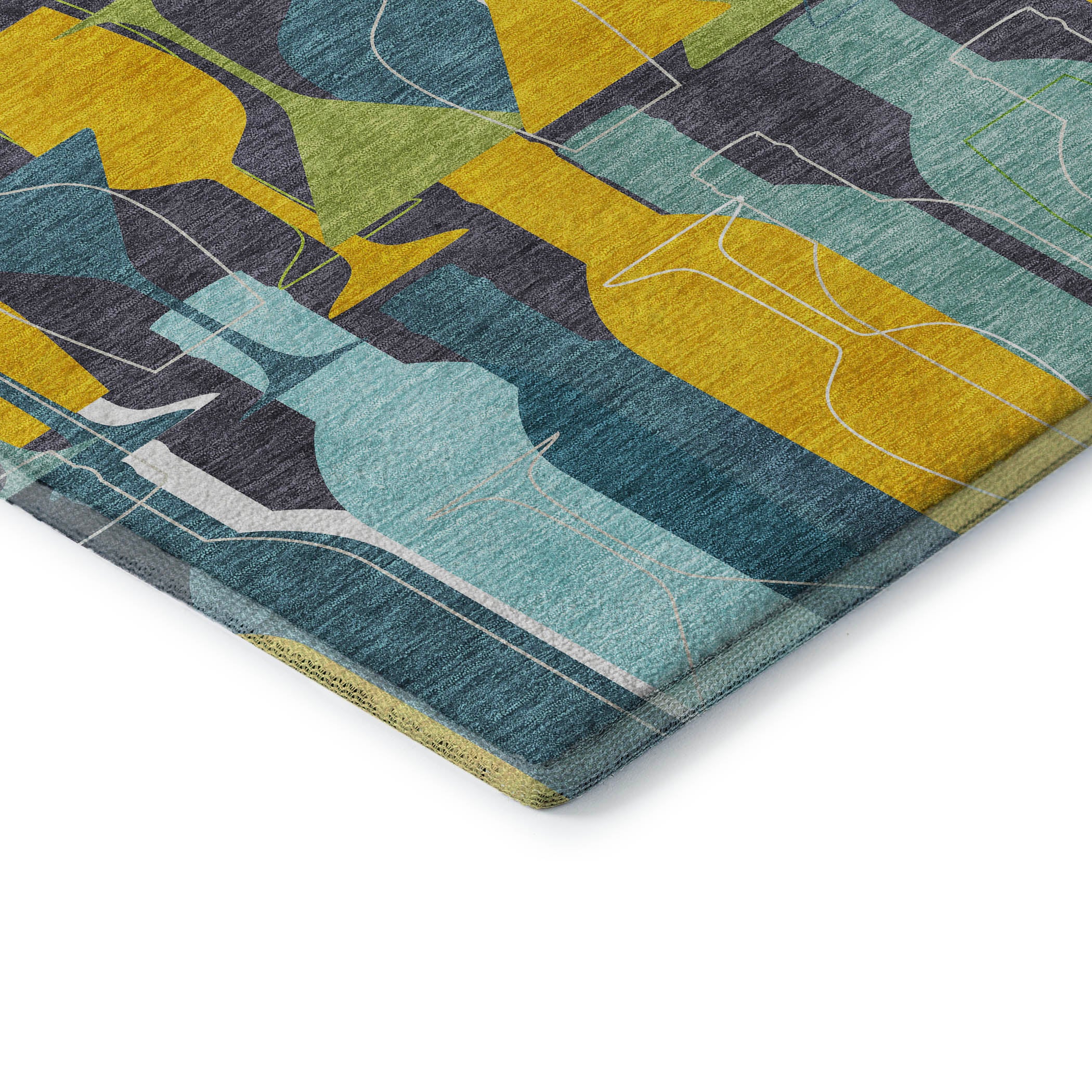 Lisbon Machine Washable Kitchen Blue Rug 1'8" x 2'6" #shape_Rectangle