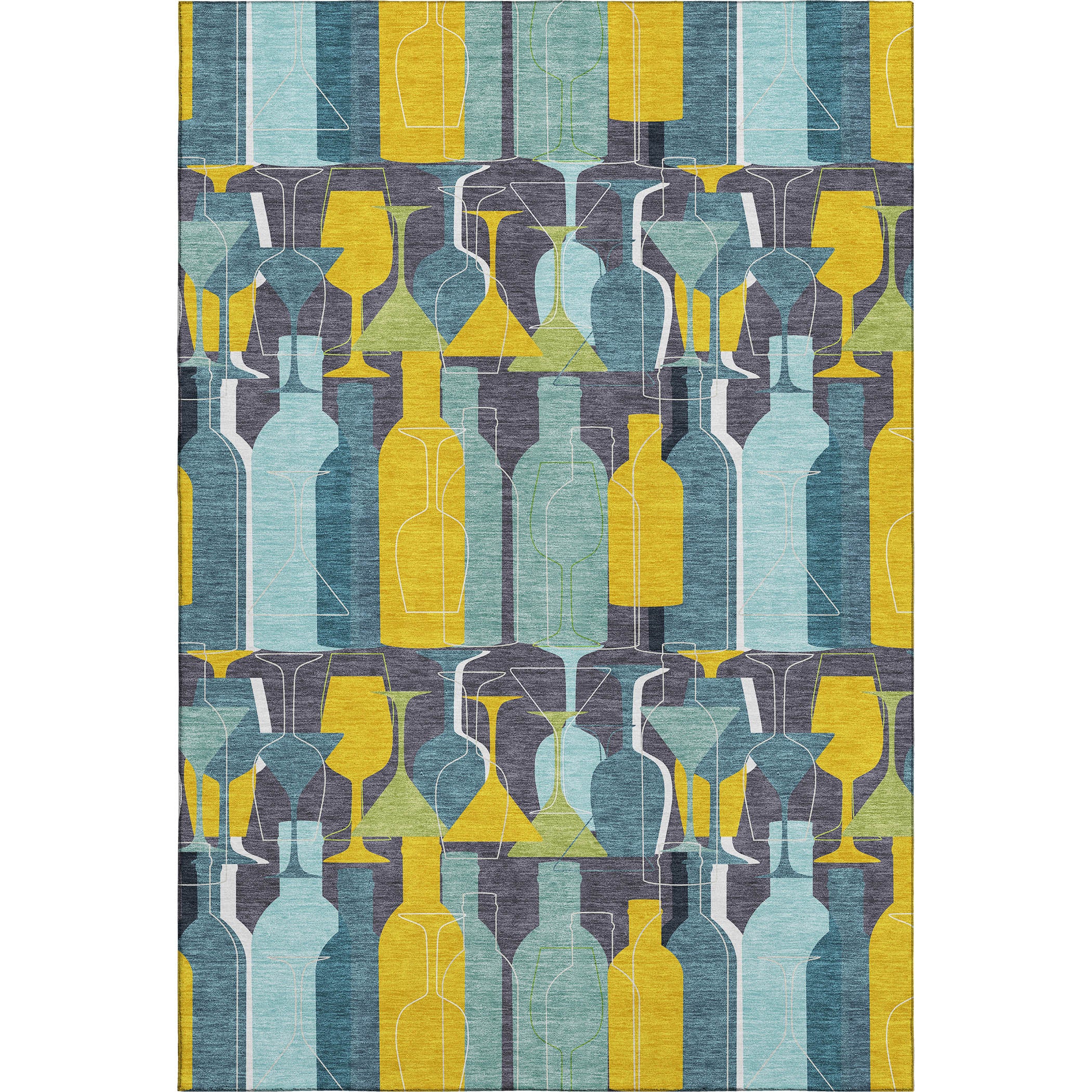 Lisbon Machine Washable Kitchen Blue Rug 2'6" x 3'10" #shape_Rectangle