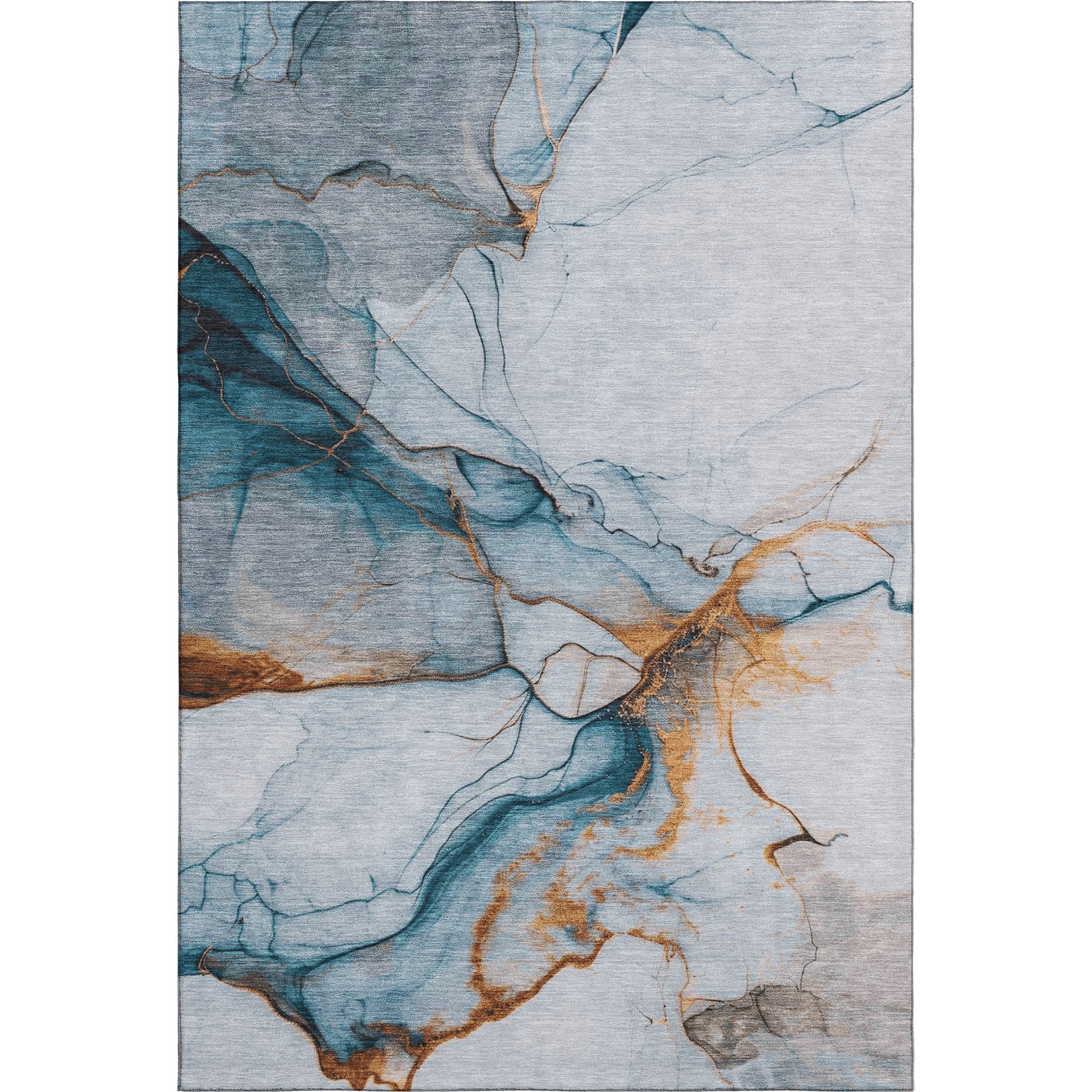 Bruges Machine Washable Transitional Sky Blue Rug 2'6" x 3'10" #shape_Rectangle