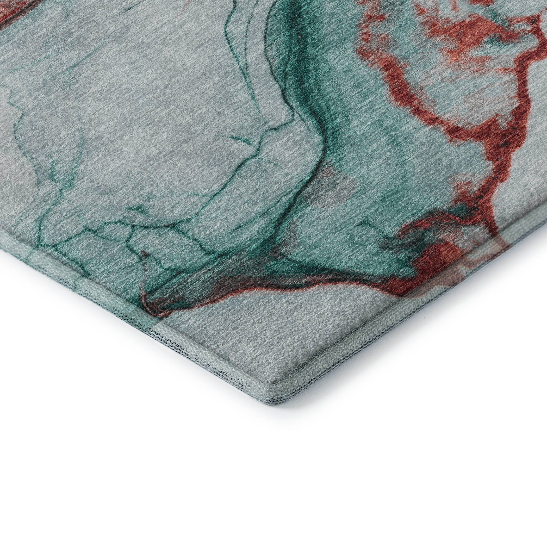 Bruges Machine Washable Transitional Teal Rug 1'8" x 2'6" #shape_Rectangle