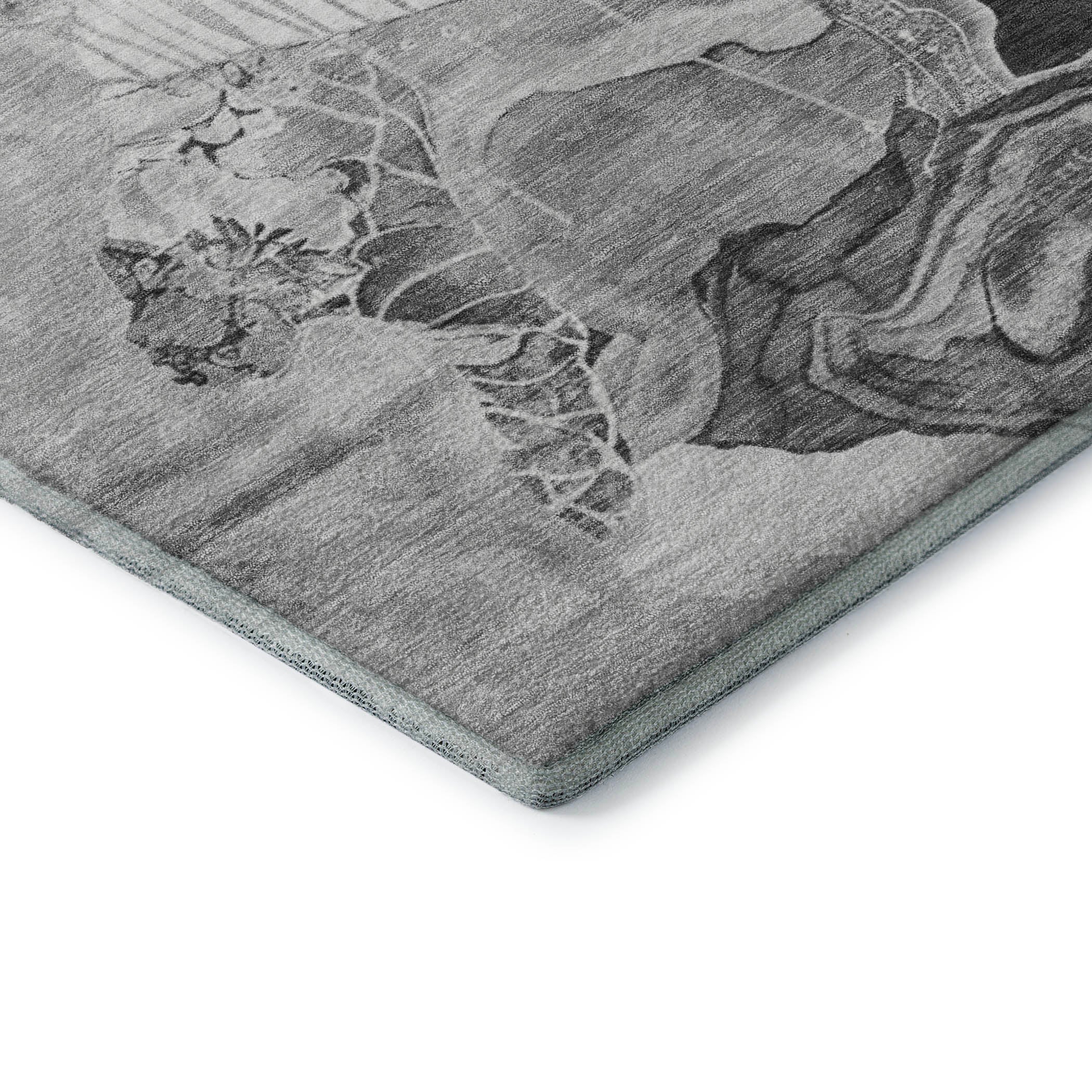Rome Machine Washable Transitional Gray Rug 1'8" x 2'6" #shape_Rectangle