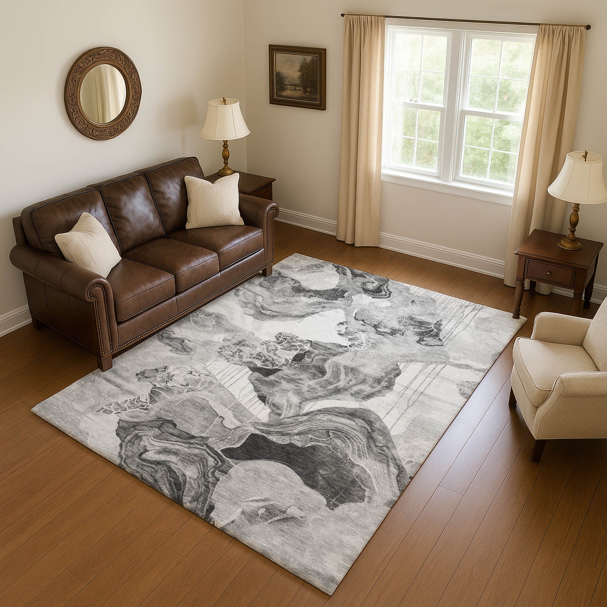 Rome Machine Washable Transitional Gray Rug 2'6" x 3'10" #shape_Rectangle