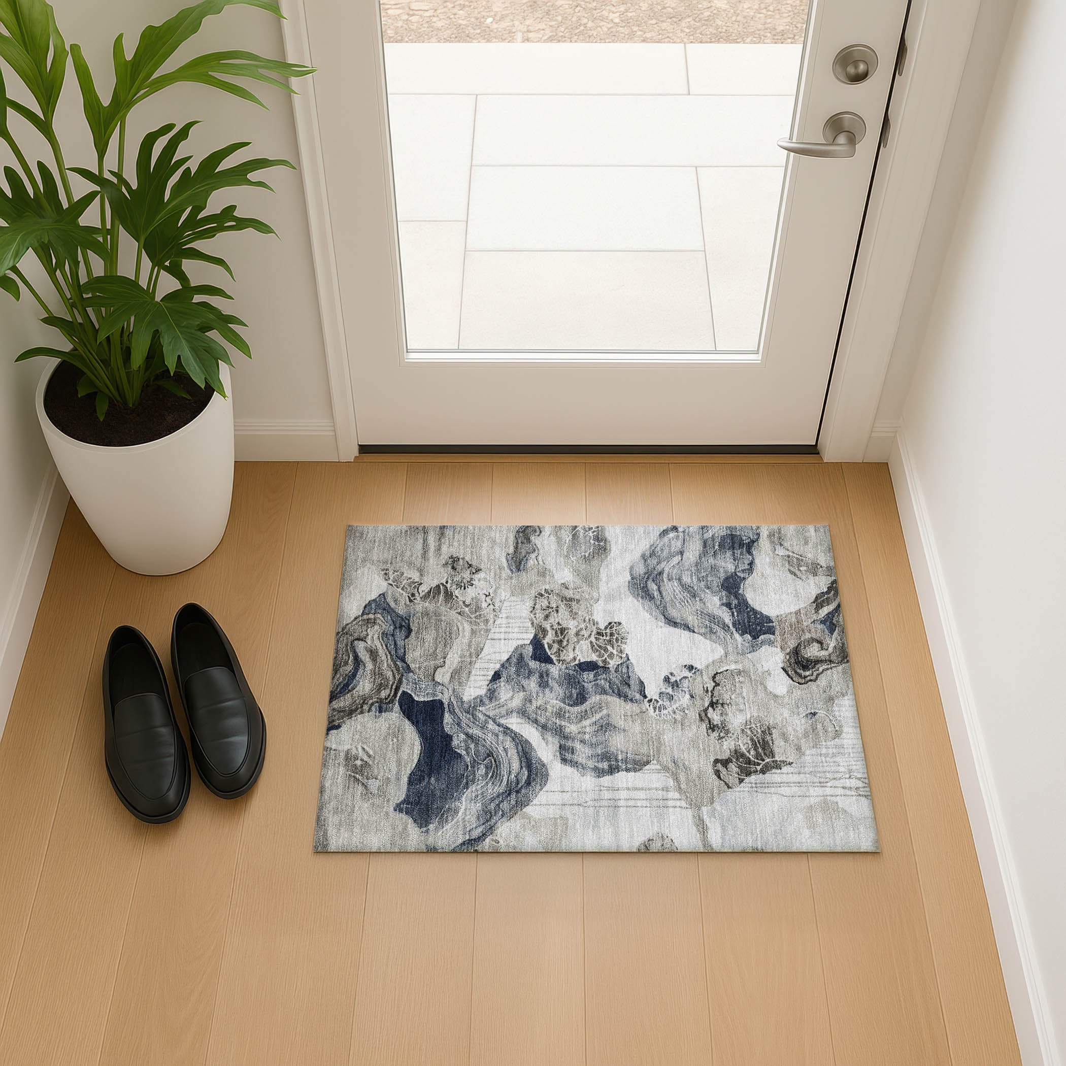 Rome Machine Washable Transitional Ivory Rug 1'8" x 2'6" #shape_Rectangle