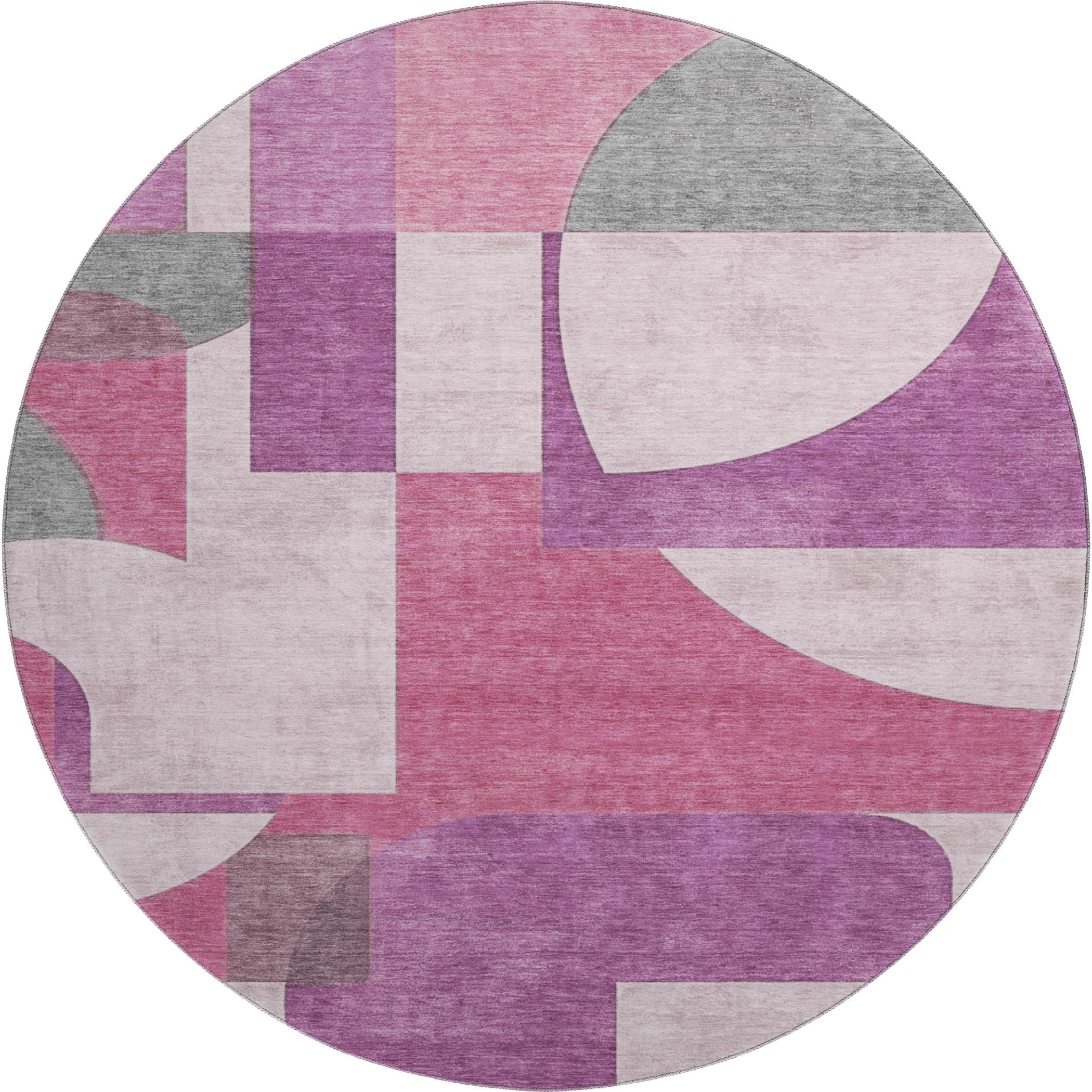 Queenstown Machine Washable Transitional Blush Pink Rug 8' x 8' #shape_Round