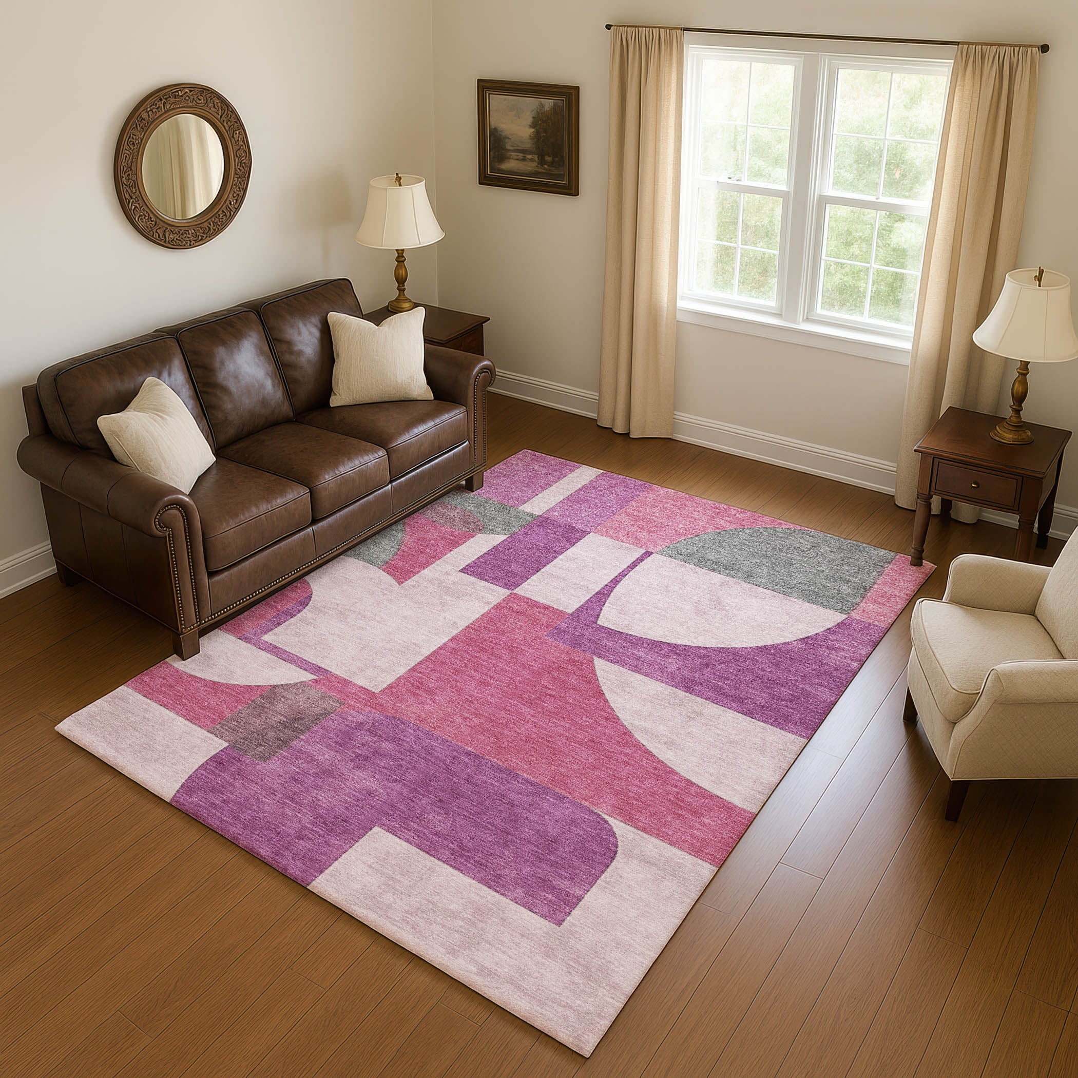 Queenstown Machine Washable Transitional Blush Pink Rug 2'6" x 3'10" #shape_Rectangle