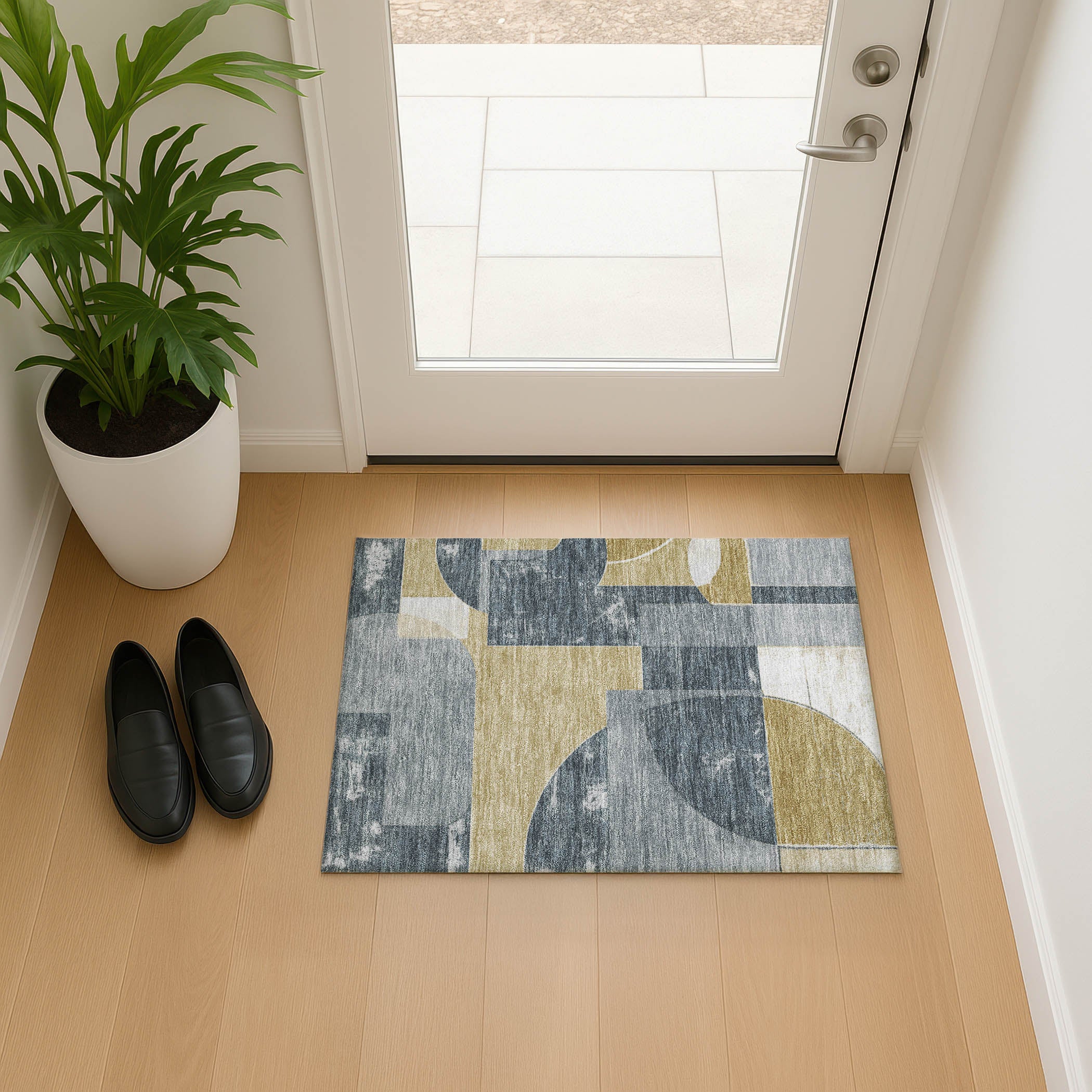 Queenstown Machine Washable Transitional Gray Rug 1'8" x 2'6" #shape_Rectangle