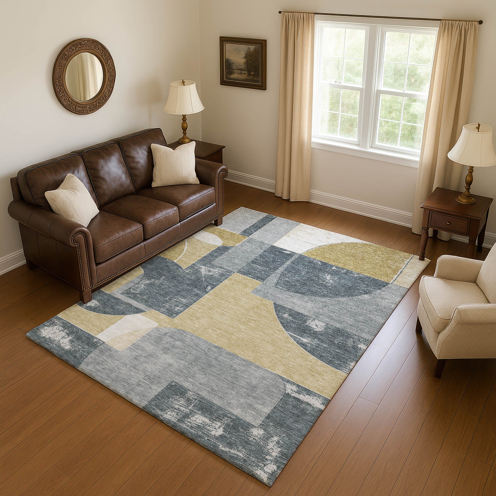 Queenstown Machine Washable Transitional Gray Rug 2'6" x 3'10" #shape_Rectangle