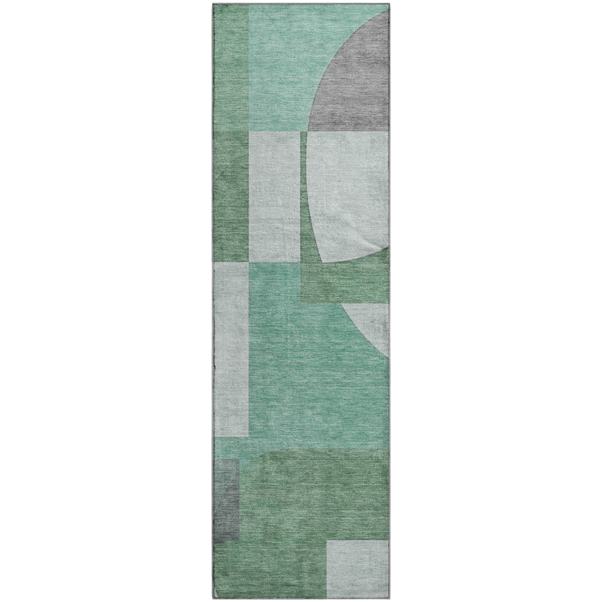 Queenstown Machine Washable Transitional Green Rug 2'3" x 7'6" #shape_Runner