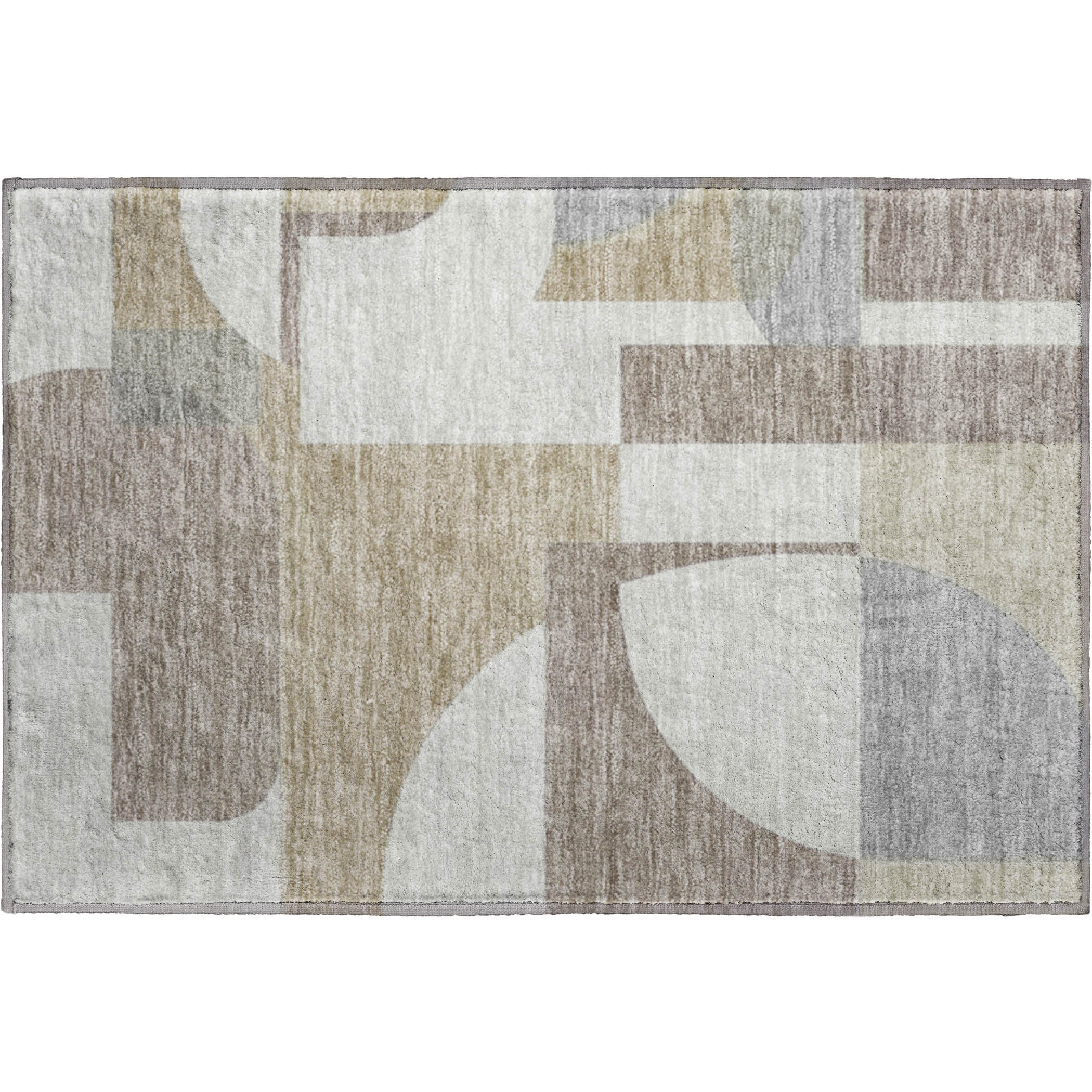 Queenstown Machine Washable Transitional Khaki Brown Rug 1'8" x 2'6" #shape_Rectangle