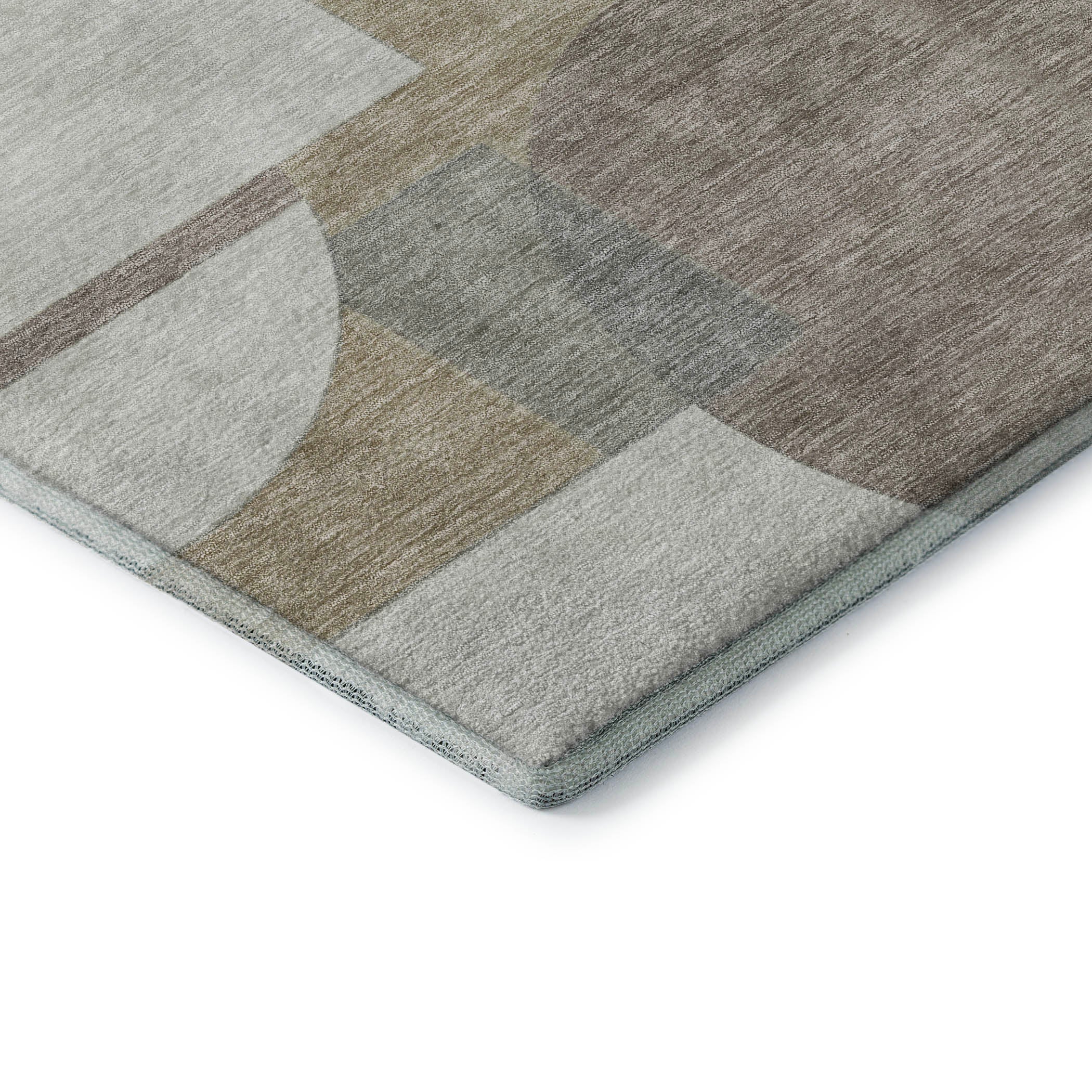 Queenstown Machine Washable Transitional Khaki Brown Rug 1'8" x 2'6" #shape_Rectangle