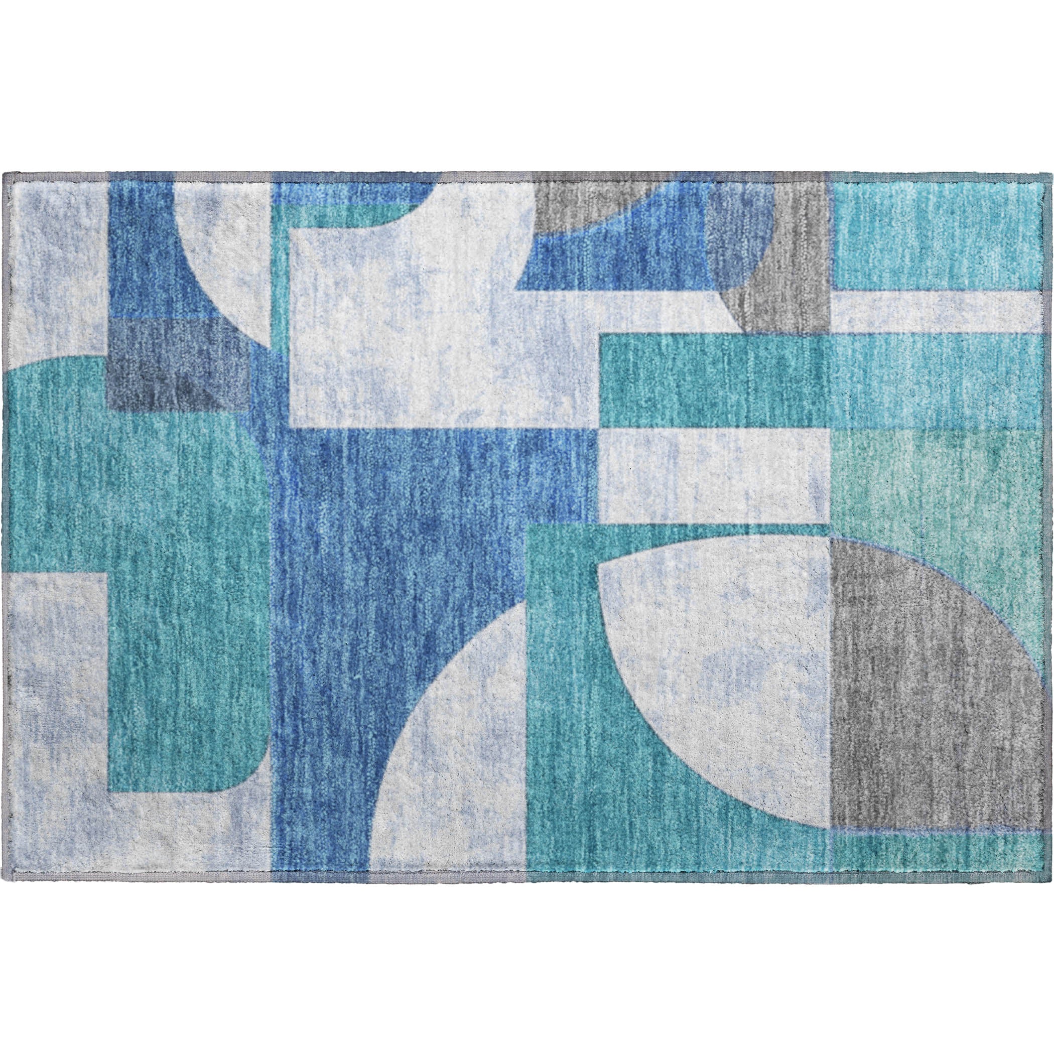 Queenstown Machine Washable Transitional Teal Rug 1'8" x 2'6" #shape_Rectangle