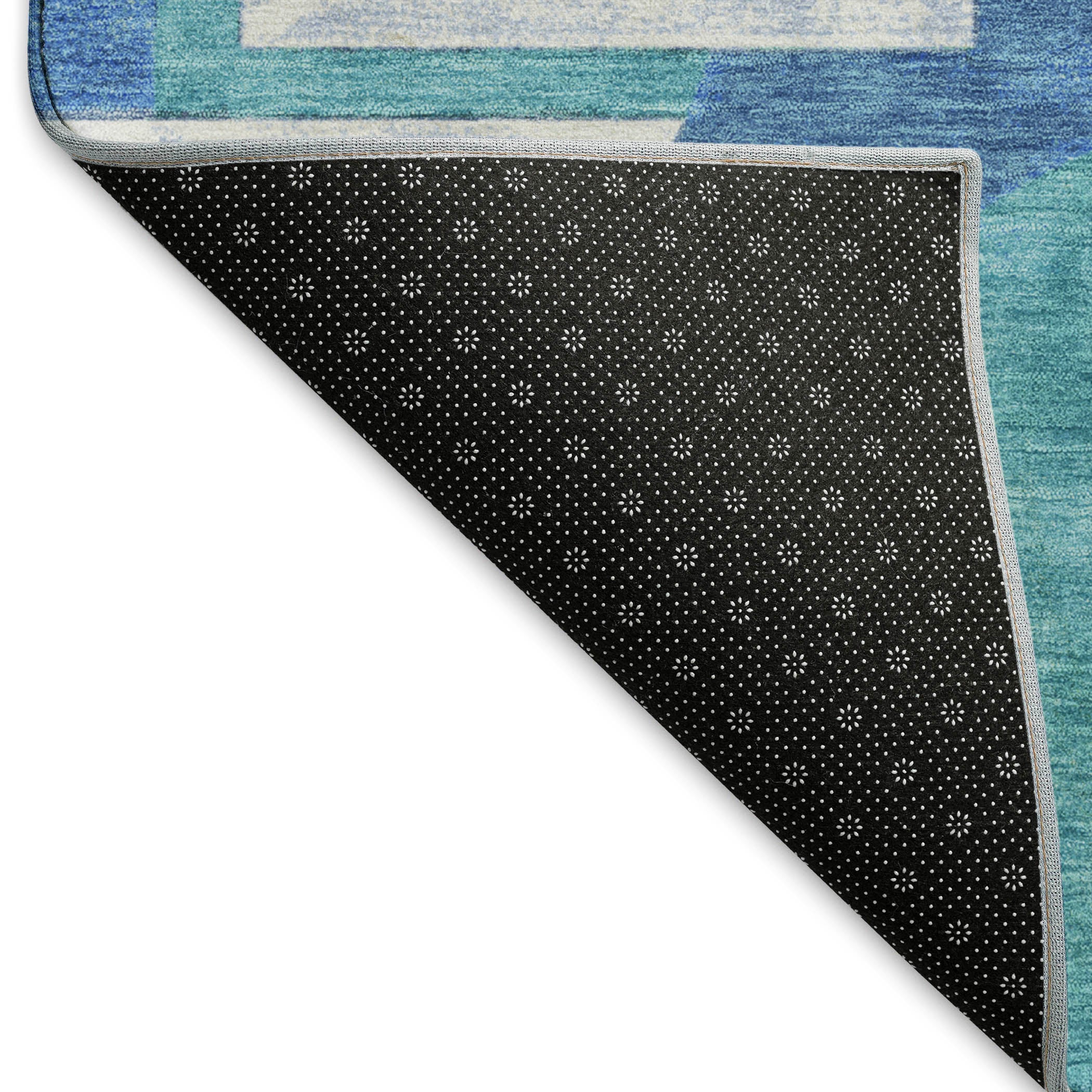 Queenstown Machine Washable Transitional Teal Rug 1'8" x 2'6" #shape_Rectangle