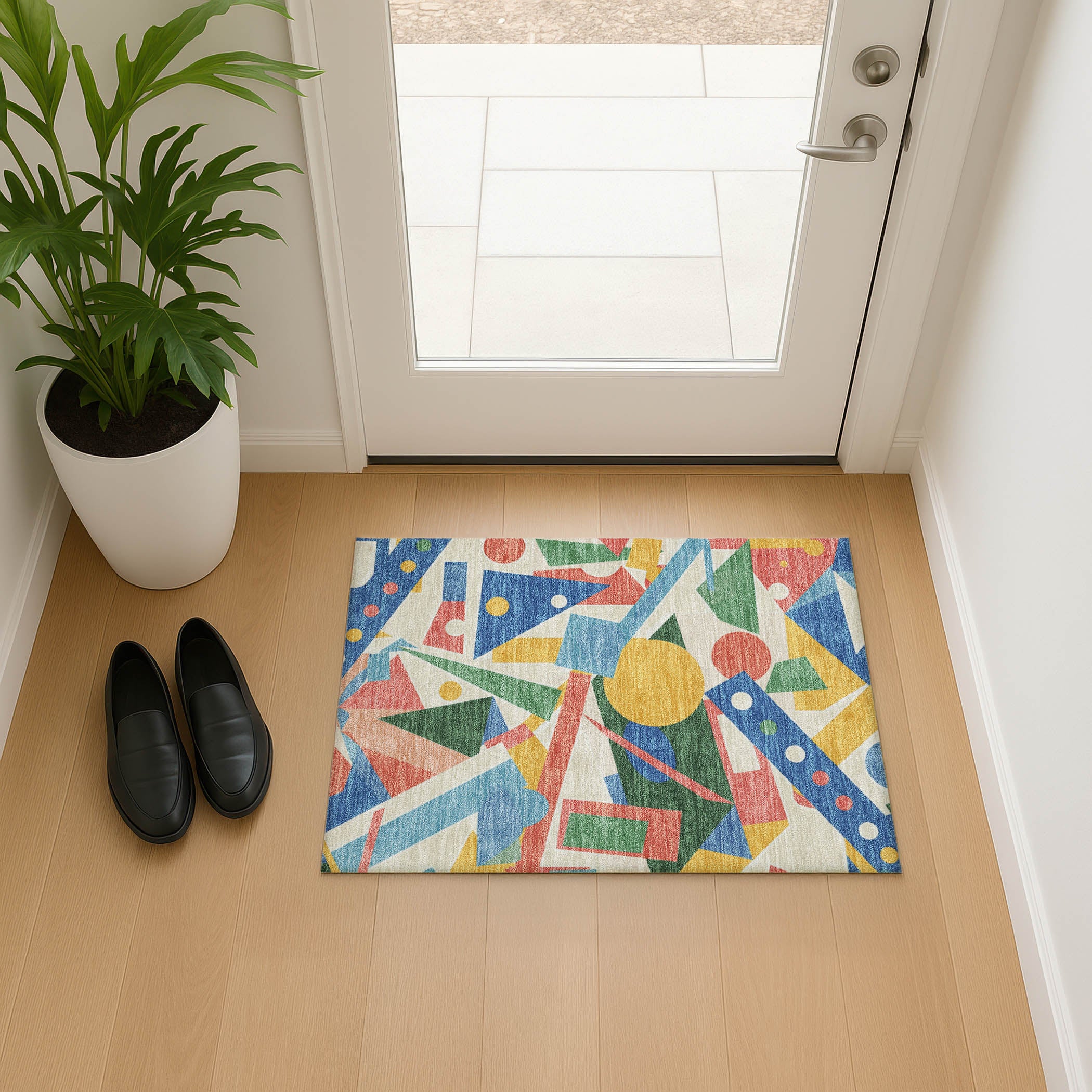 Seville Machine Washable Transitional Blue Rug 1'8" x 2'6" #shape_Rectangle