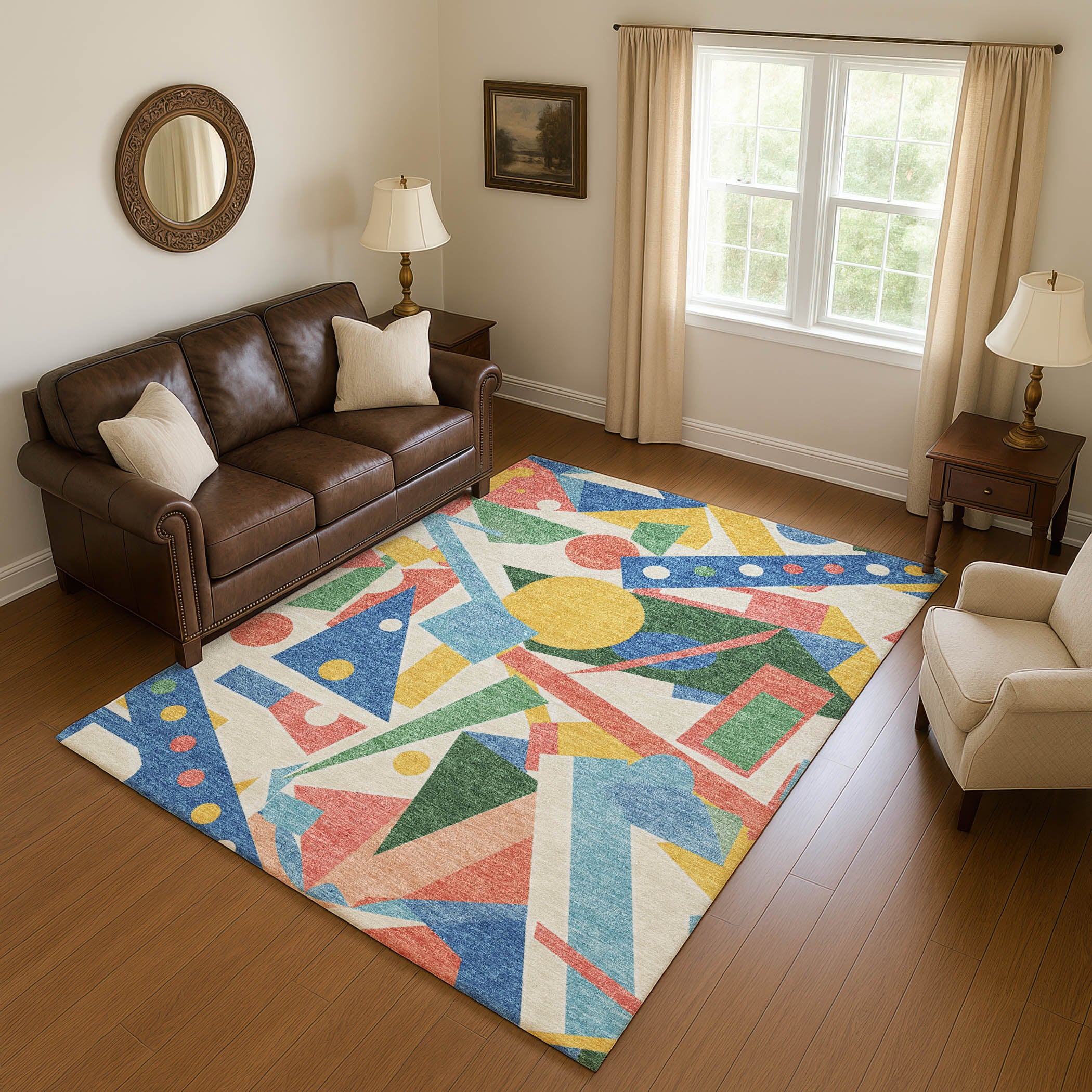 Seville Machine Washable Transitional Blue Rug 2'6" x 3'10" #shape_Rectangle