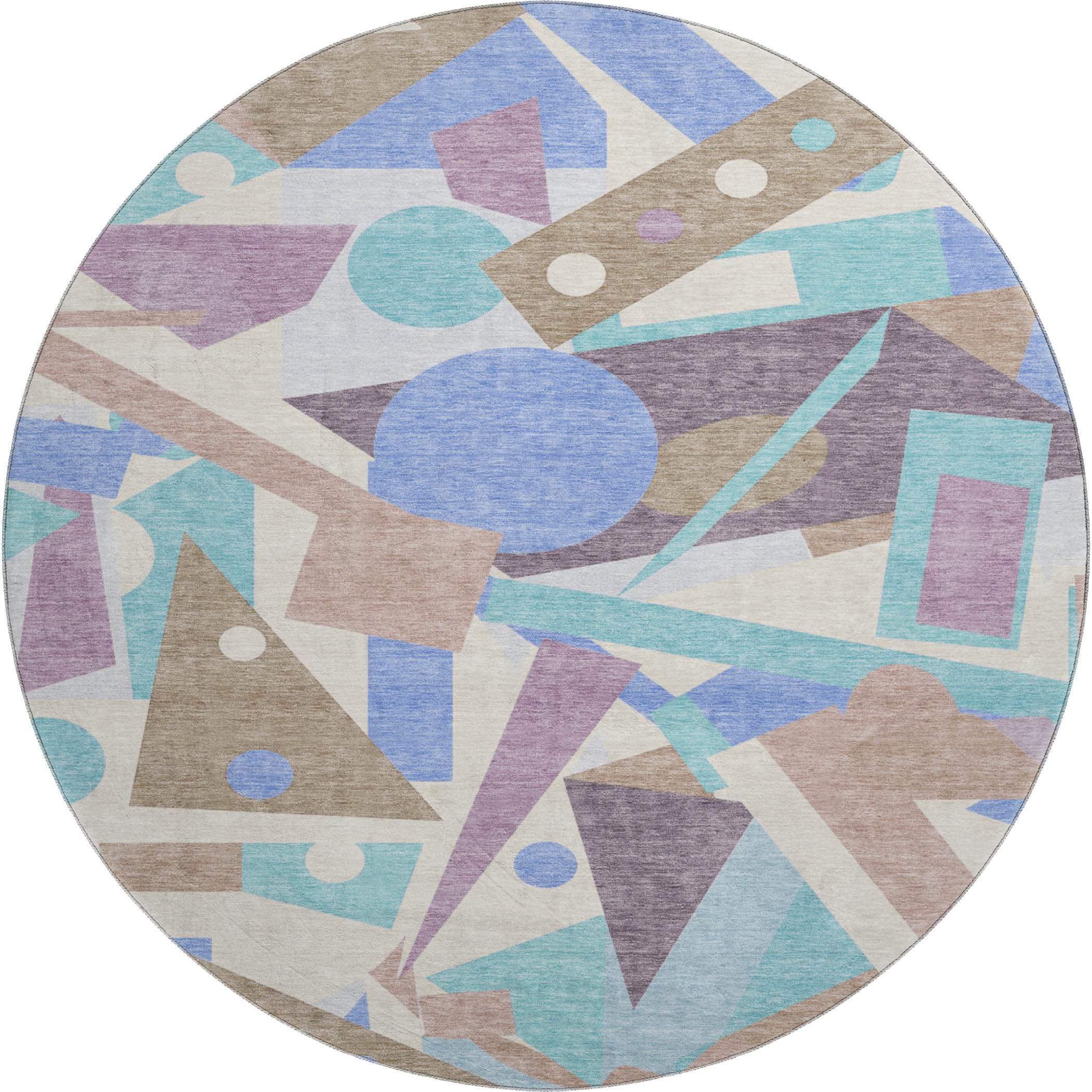 Seville Machine Washable Transitional Mocha Brown Rug 8' x 8' #shape_Round
