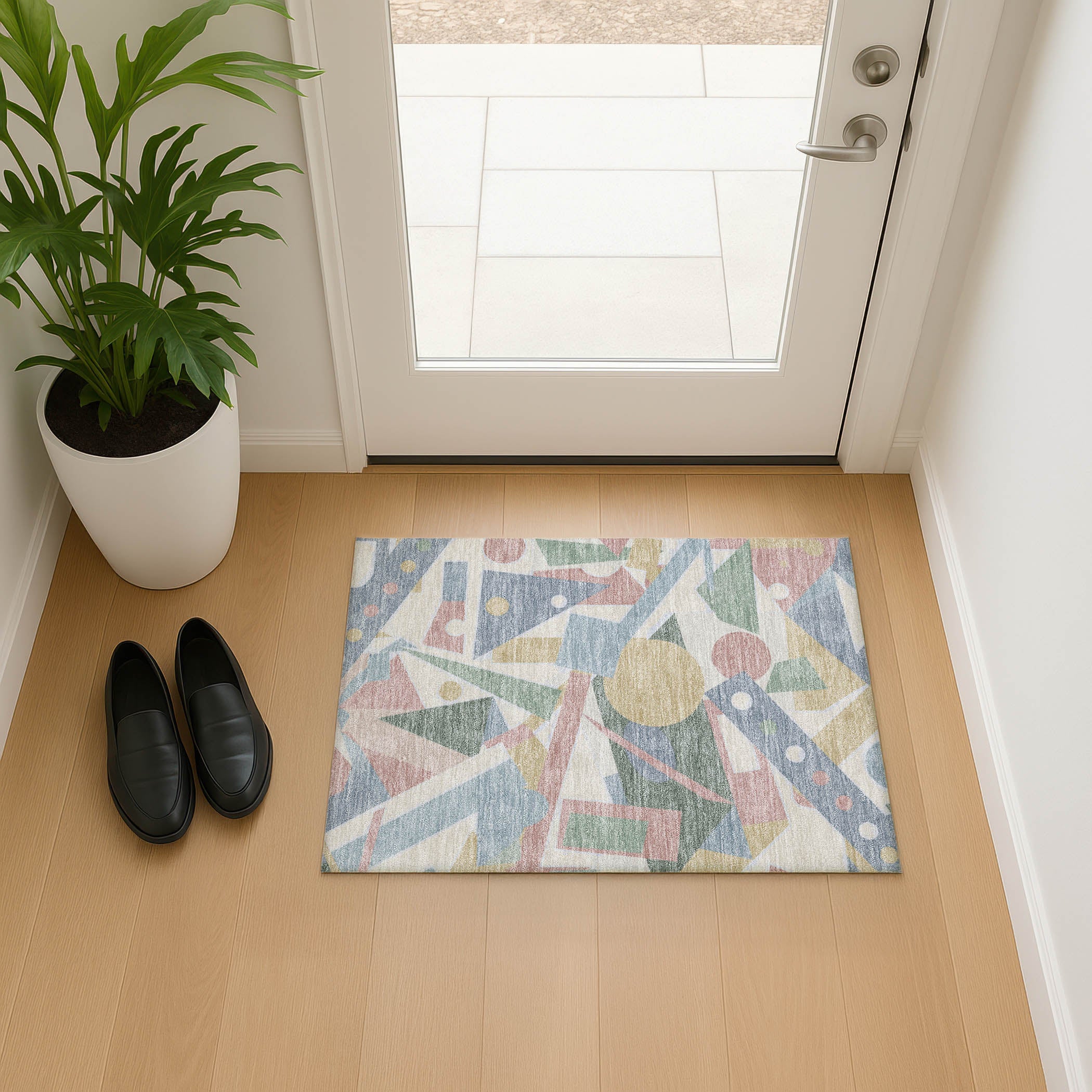 Seville Machine Washable Transitional Sky Blue Rug 1'8" x 2'6" #shape_Rectangle