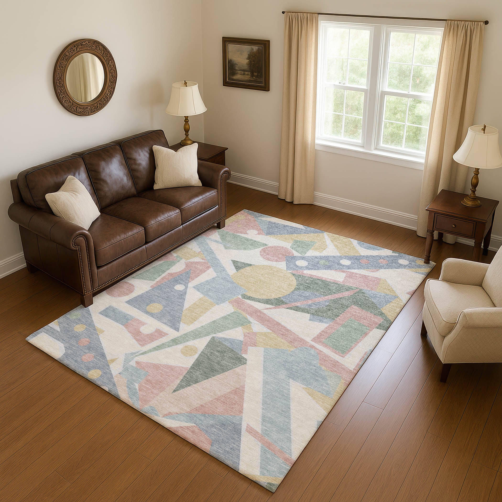Seville Machine Washable Transitional Sky Blue Rug 2'6" x 3'10" #shape_Rectangle