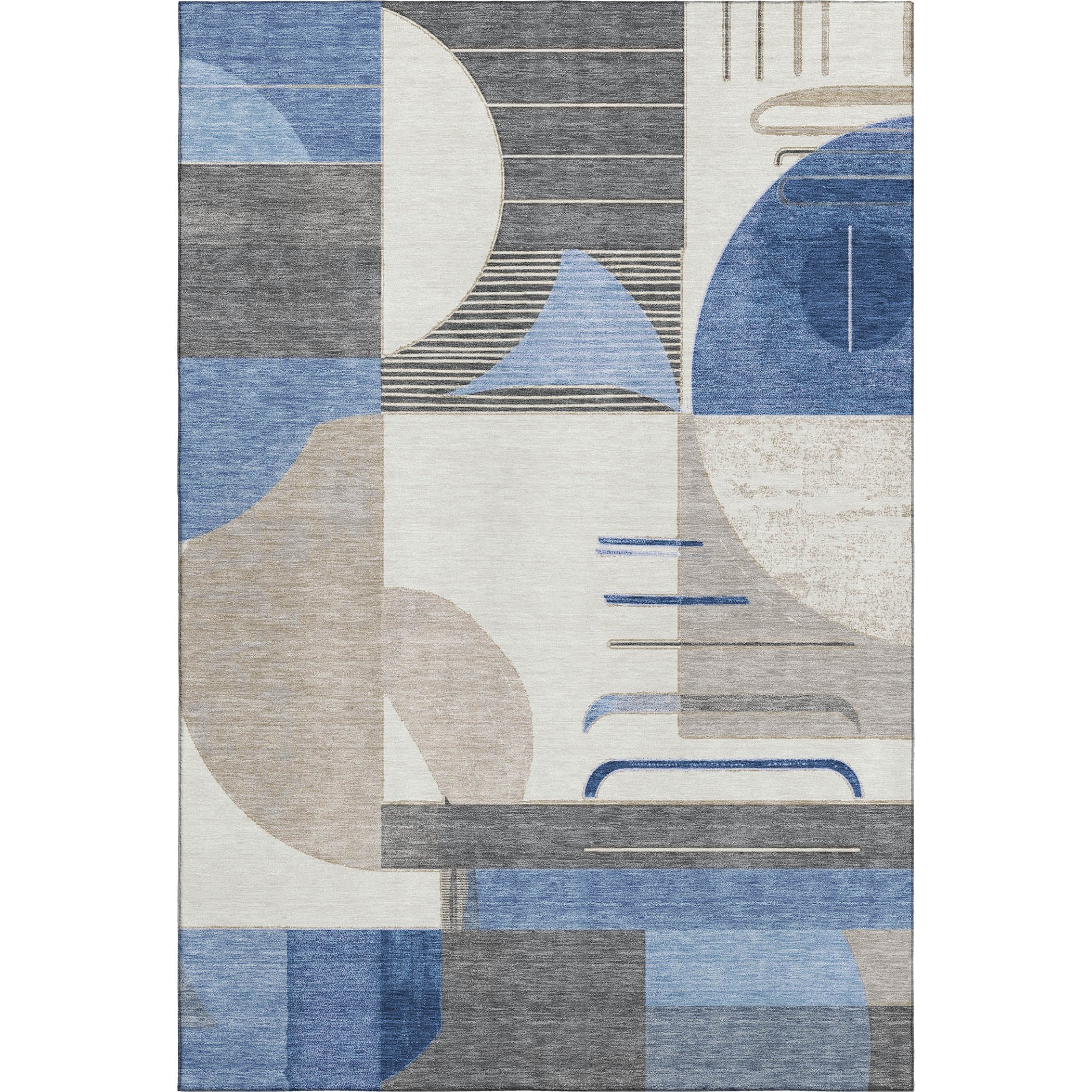 Oaxaca Machine Washable Transitional Blue Rug 2'6" x 3'10" #shape_Rectangle