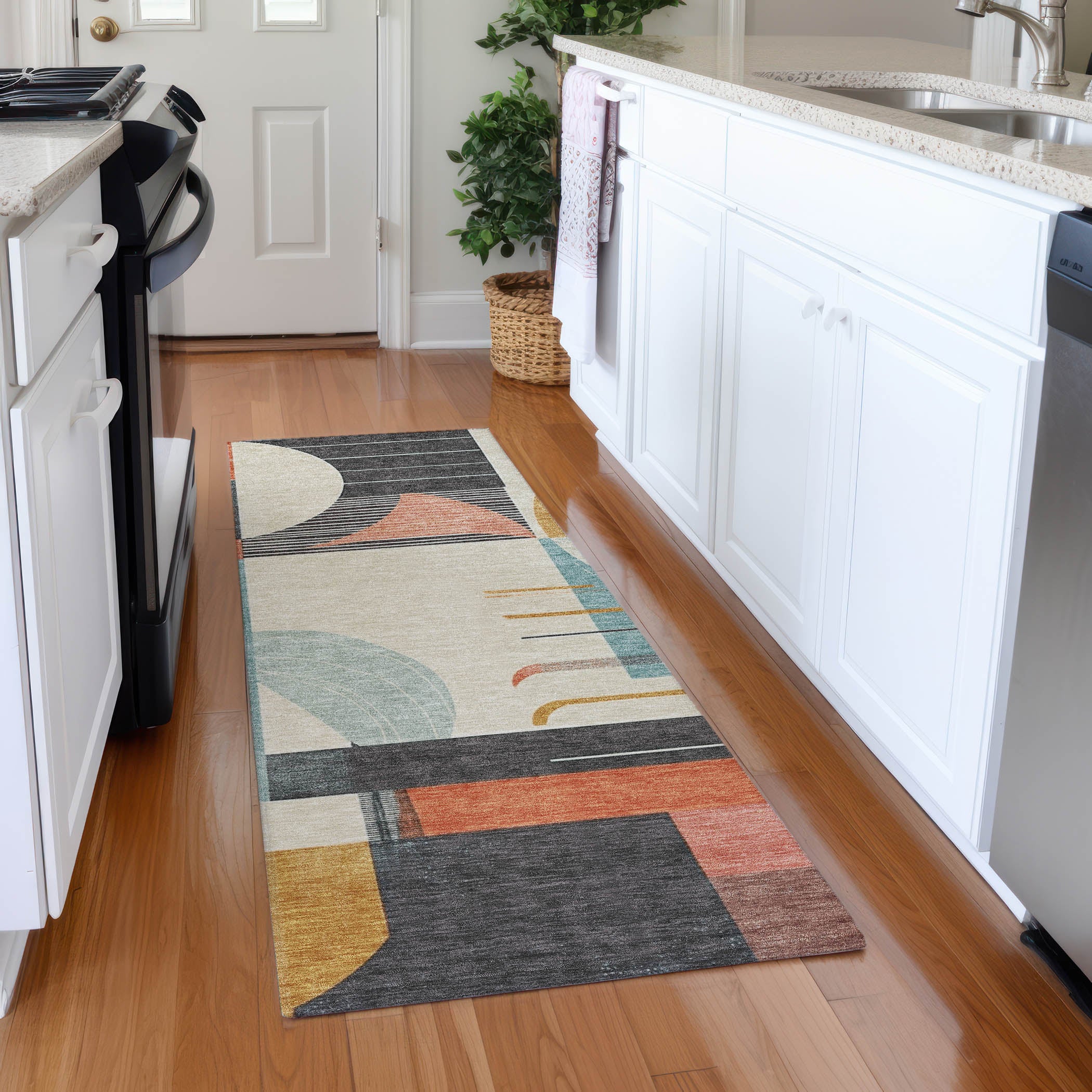 Oaxaca Machine Washable Transitional Gray Rug 2'3" x 7'6" #shape_Runner